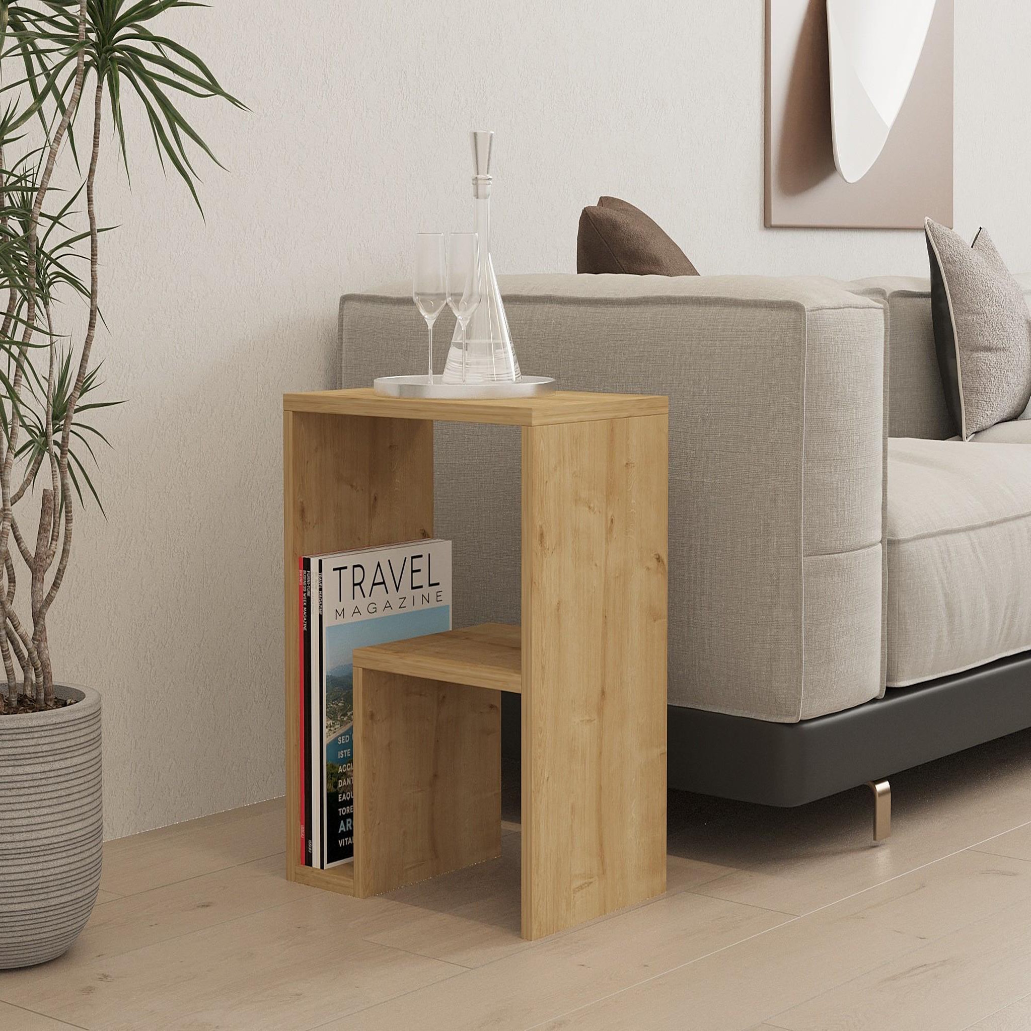 Voir la diapositive 2 : Habitat et Jardin Table d'appoint en bois  yepa  - 45 x 29 x 51 cm - chêne saphir