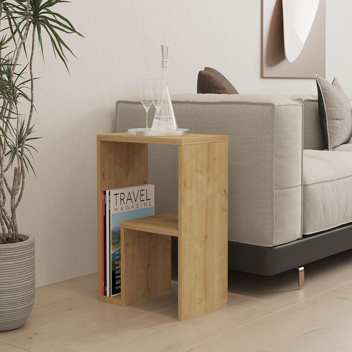 Habitat et Jardin Table d'Appoint en bois  Yepa  - 45 x 29 x 51 cm - Chêne Saphir