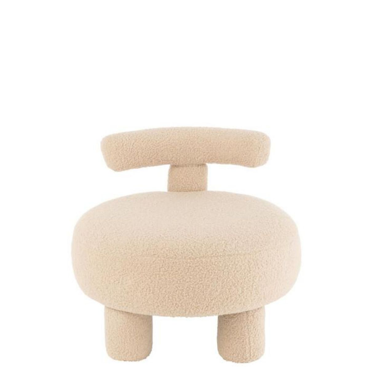 Paris Prix Pouf Bouclette Avec Dossier  Teddy  52cm Beige