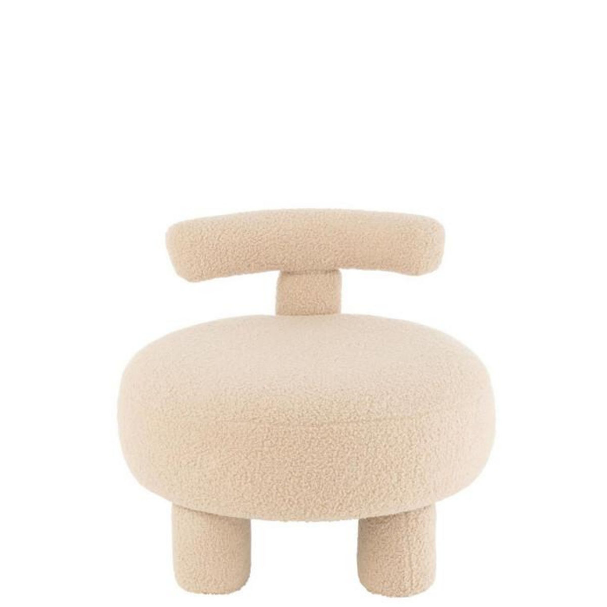 Paris Prix Pouf Bouclette Avec Dossier  Teddy  52cm Beige