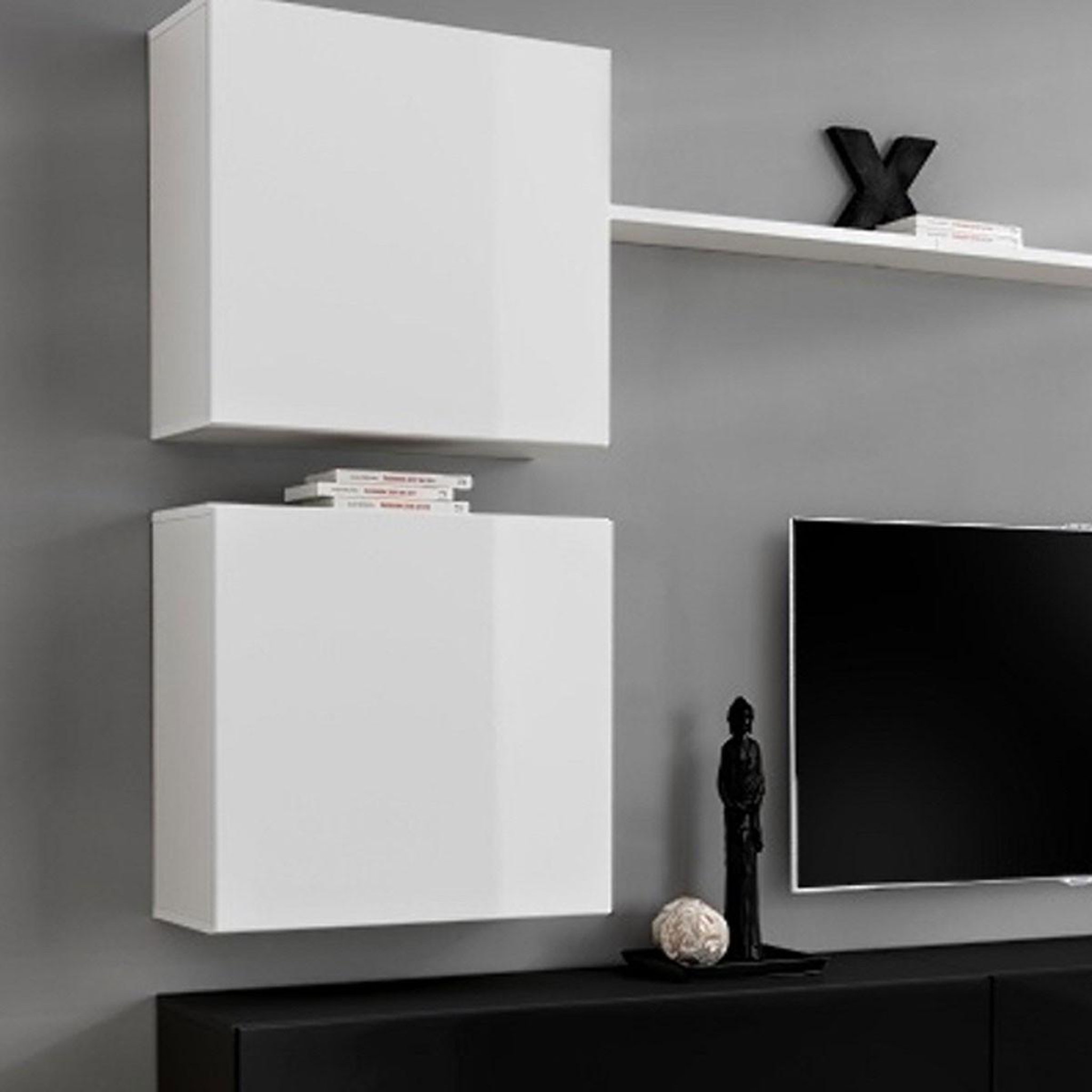 Voir la diapositive 2 : Paris Prix Meuble tv mural design  switch viii  280cm blanc & noir