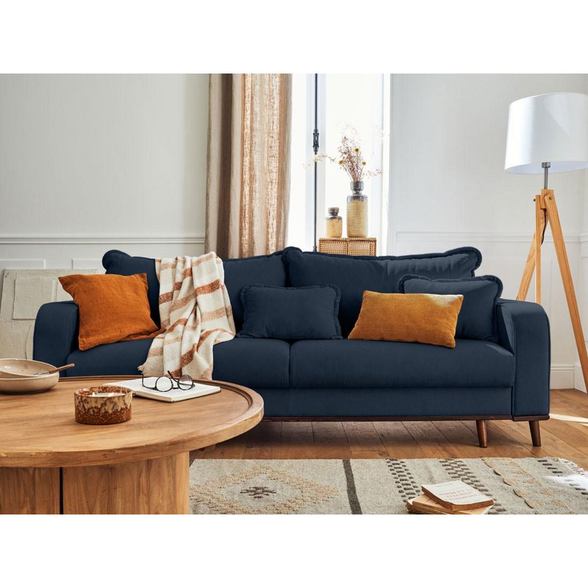 LISA DESIGN Albane - canapé 3 places - convertible avec coffre - en velours côtelé