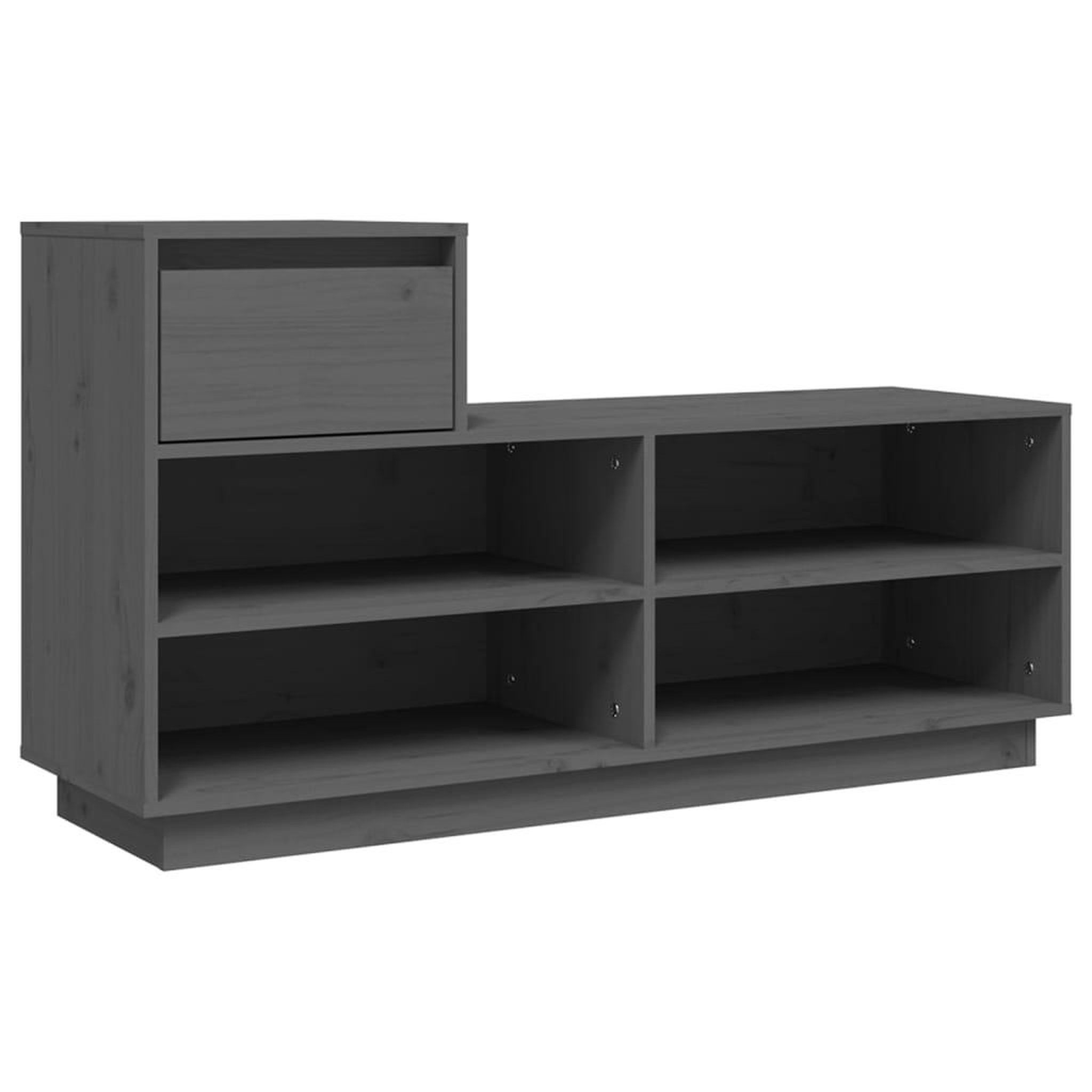 Voir la diapositive 2 : VIDAXL Armoire a chaussures Gris 110x34x61 cm Bois de pin massif