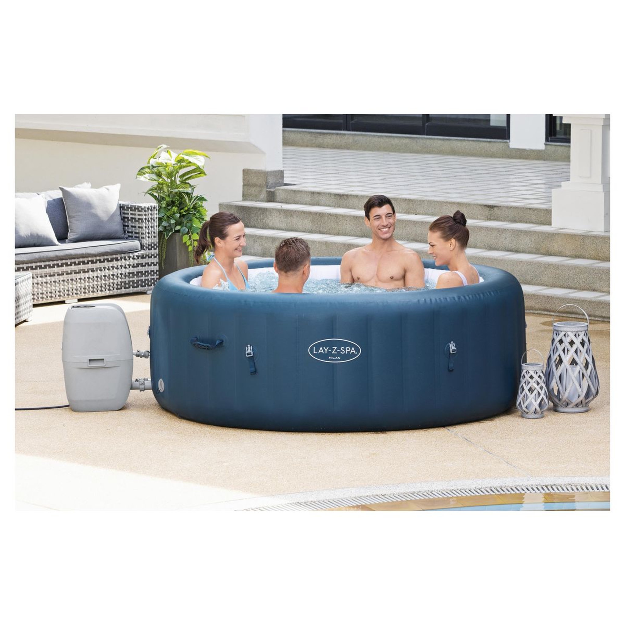 Voir la diapositive 1 : BESTWAY Spa gonflable rond - 4/6 places - Diam 1,96 x 0,71 m - LAY-Z-SPA MILAN AIRJET PLUS