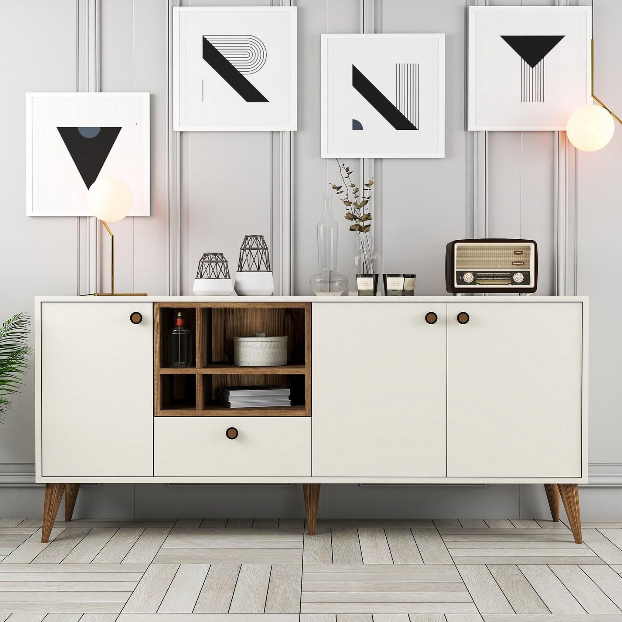 Voir la diapositive 2 : Habitat et Jardin Buffet en bois  napoli  - 180 x 35 x 81 cm - crème
