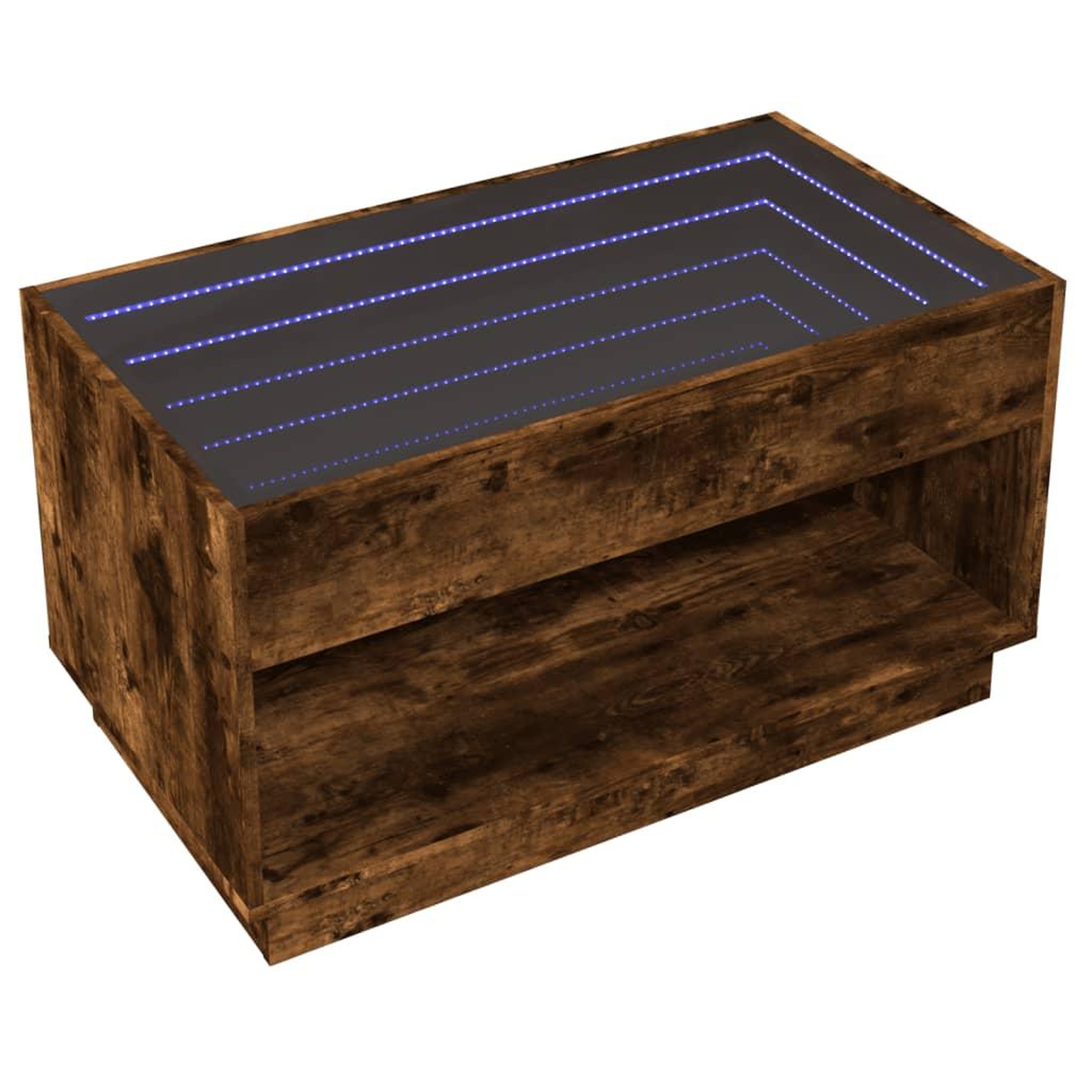 Voir la diapositive 5 : VIDAXL Table basse avec LED infini chene fume 90x50x50 cm