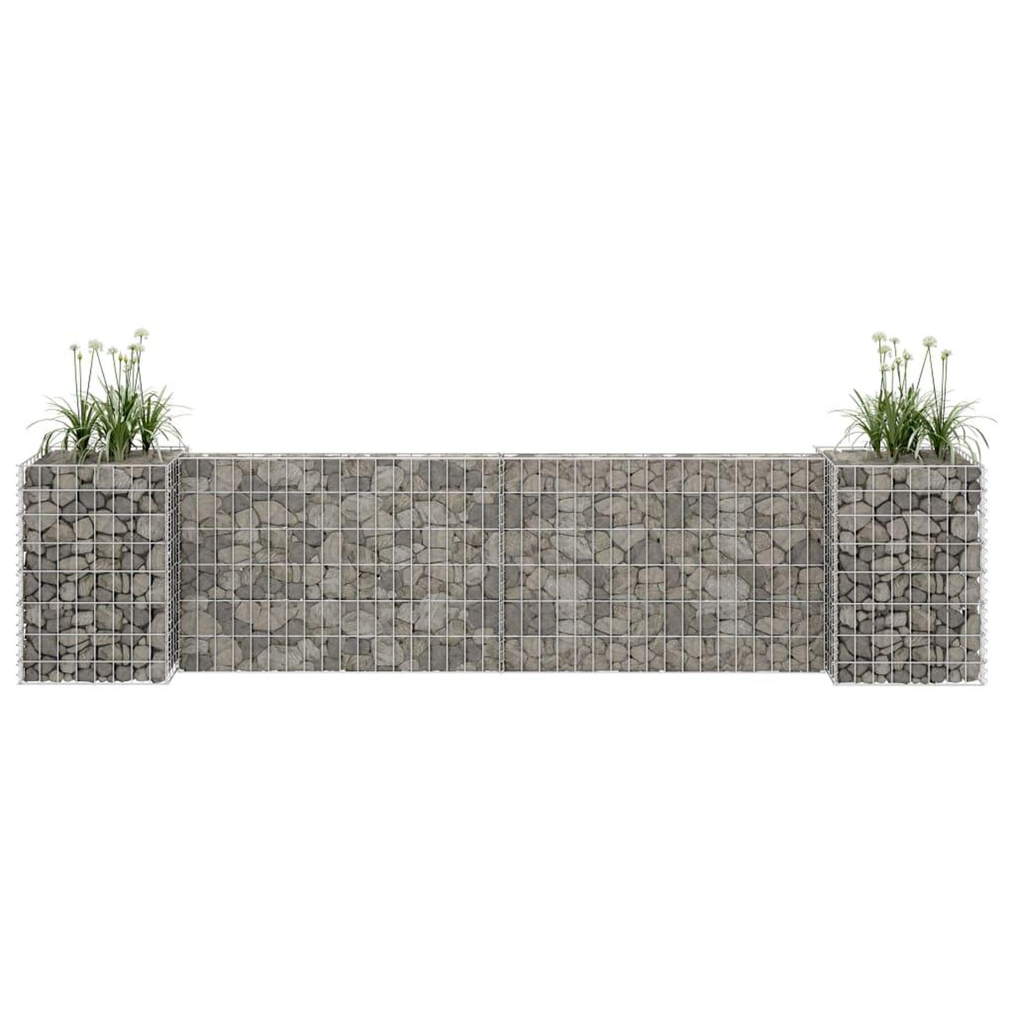 Voir la diapositive 1 : VIDAXL Jardiniere a gabion en H Fil d'acier 260x40x60 cm