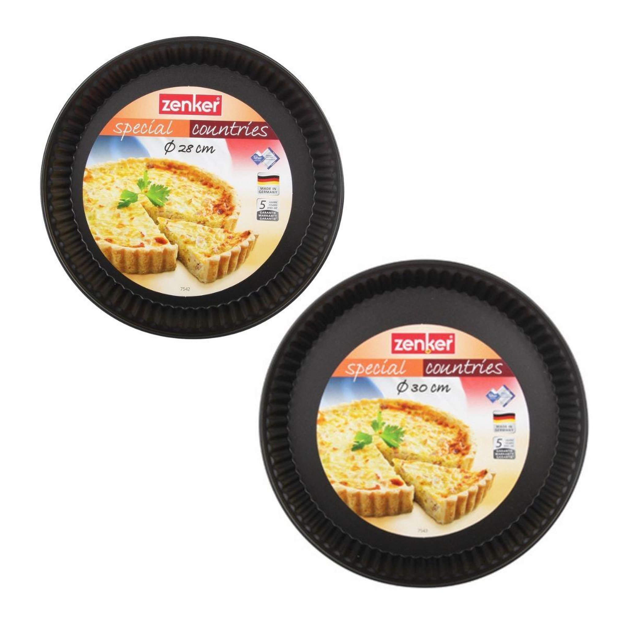 Voir la diapositive 5 : ZENKER Set de 2 moules à tartes ou quiches de 28 cm et 30 cm zenker spécial countries