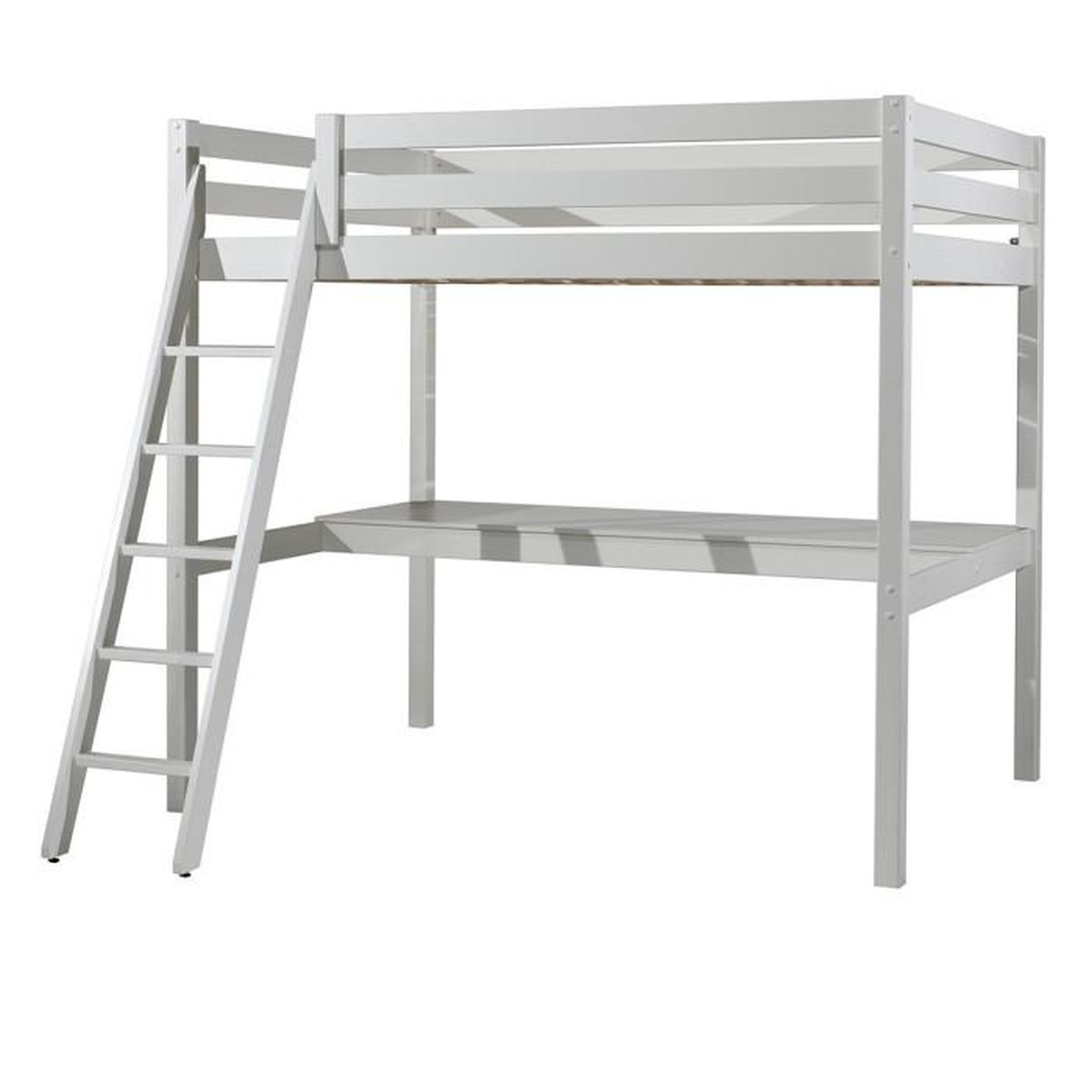 Voir la diapositive 2 : Paris Prix Lit Mezzanine Enfant & Plan de Travail  Pino  140x200cm Blanc