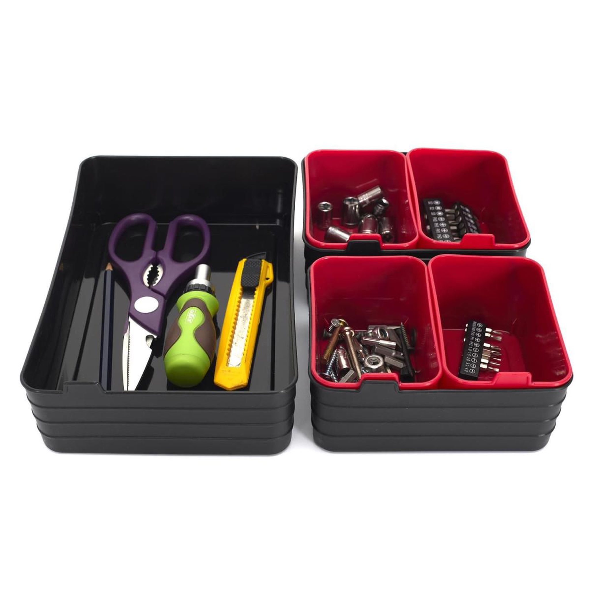 Voir la diapositive 6 : Je cherche une idee Lot de 7 boîtes de rangement  souple  26cm noir