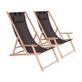 Voir la diapositive 1 : Habitat et Jardin Lot de 2 transat en bois  Chilienne  avec accoudoir - 107 x 56.5 x 81 cm - Gris Foncé