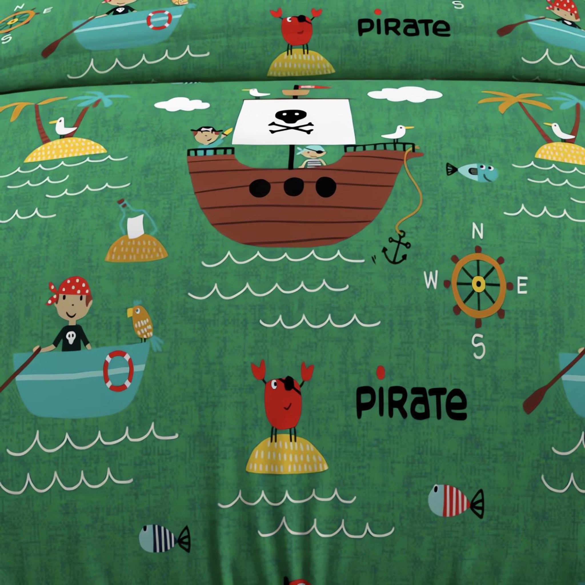 Voir la diapositive 3 : SOLEIL D'OCRE Parure housse de couette pirates, 100% coton 57 fils/cm2, par soleil d'ocre