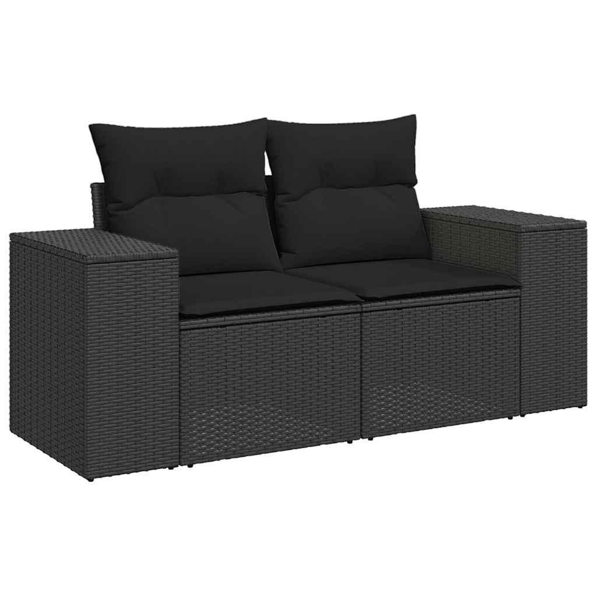 Voir la diapositive 5 : VIDAXL Salon de jardin 7 pcs avec coussins noir resine tressee