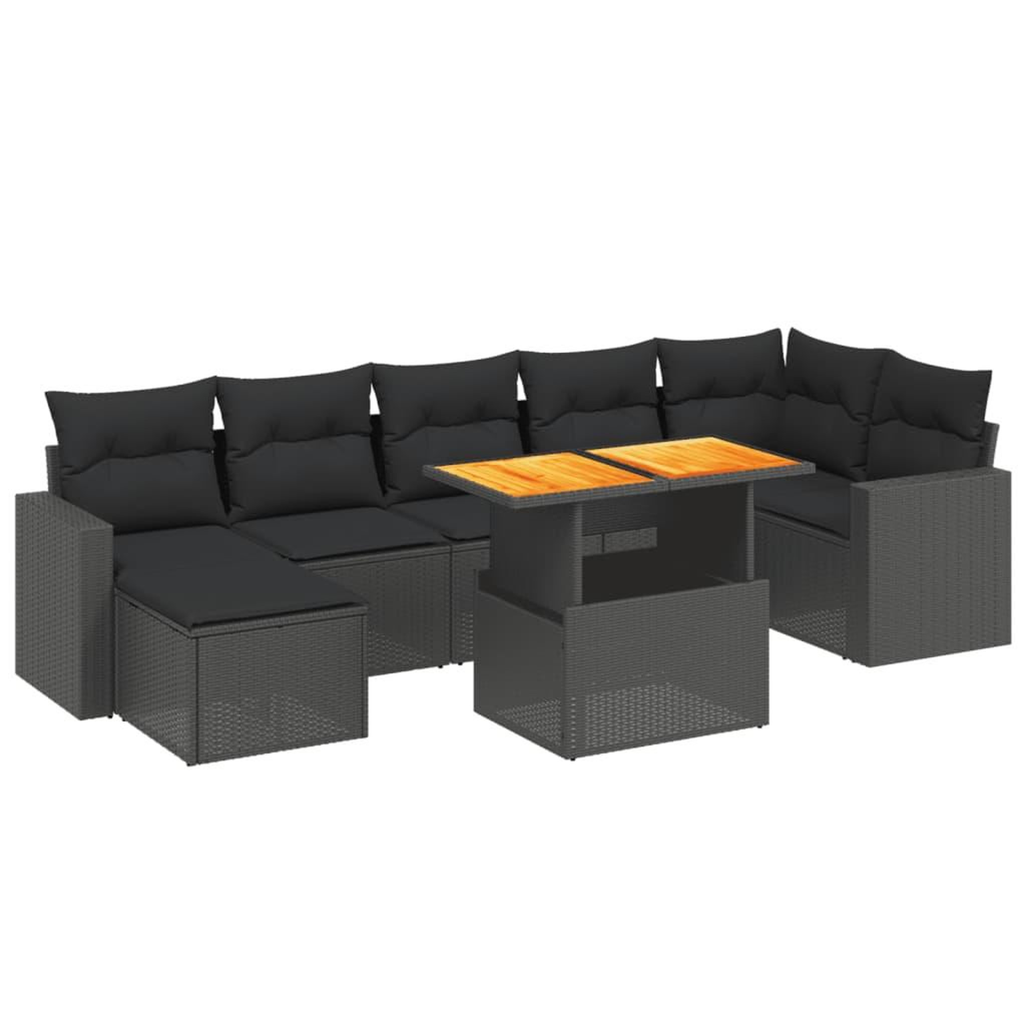 Voir la diapositive 2 : VIDAXL Salon de jardin 8 pcs avec coussins noir resine tressee
