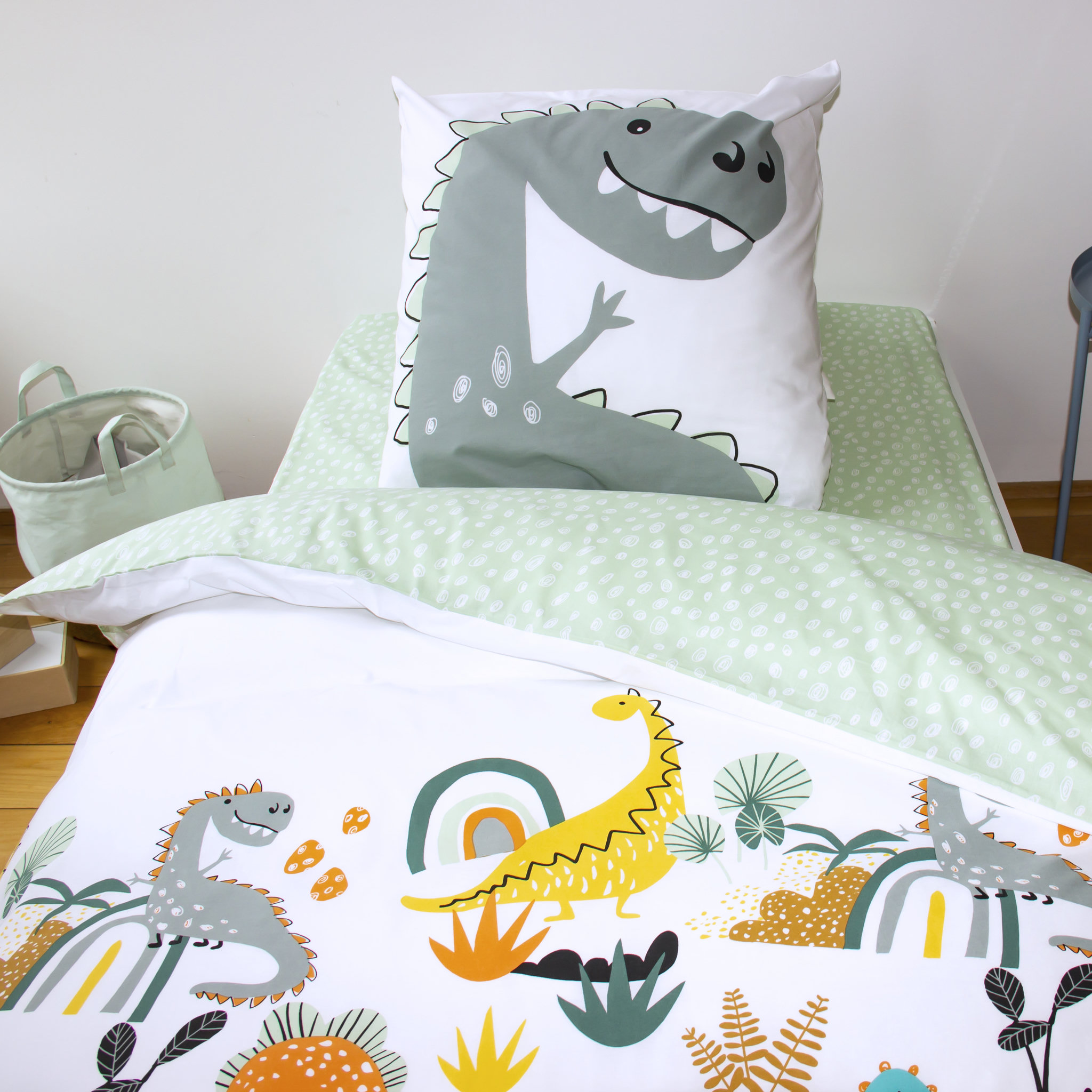Voir la diapositive 3 : COTE DECO Parure housse de couette enfant coton 57 fils JURASSIK