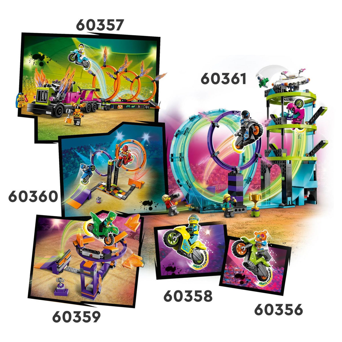 LEGO City 60359 - Le défi de cascade : le tremplin, Jouet 2-en-1 avec Moto Dinosaure et Cascadeur, Cadeau Anniversaire Enfants