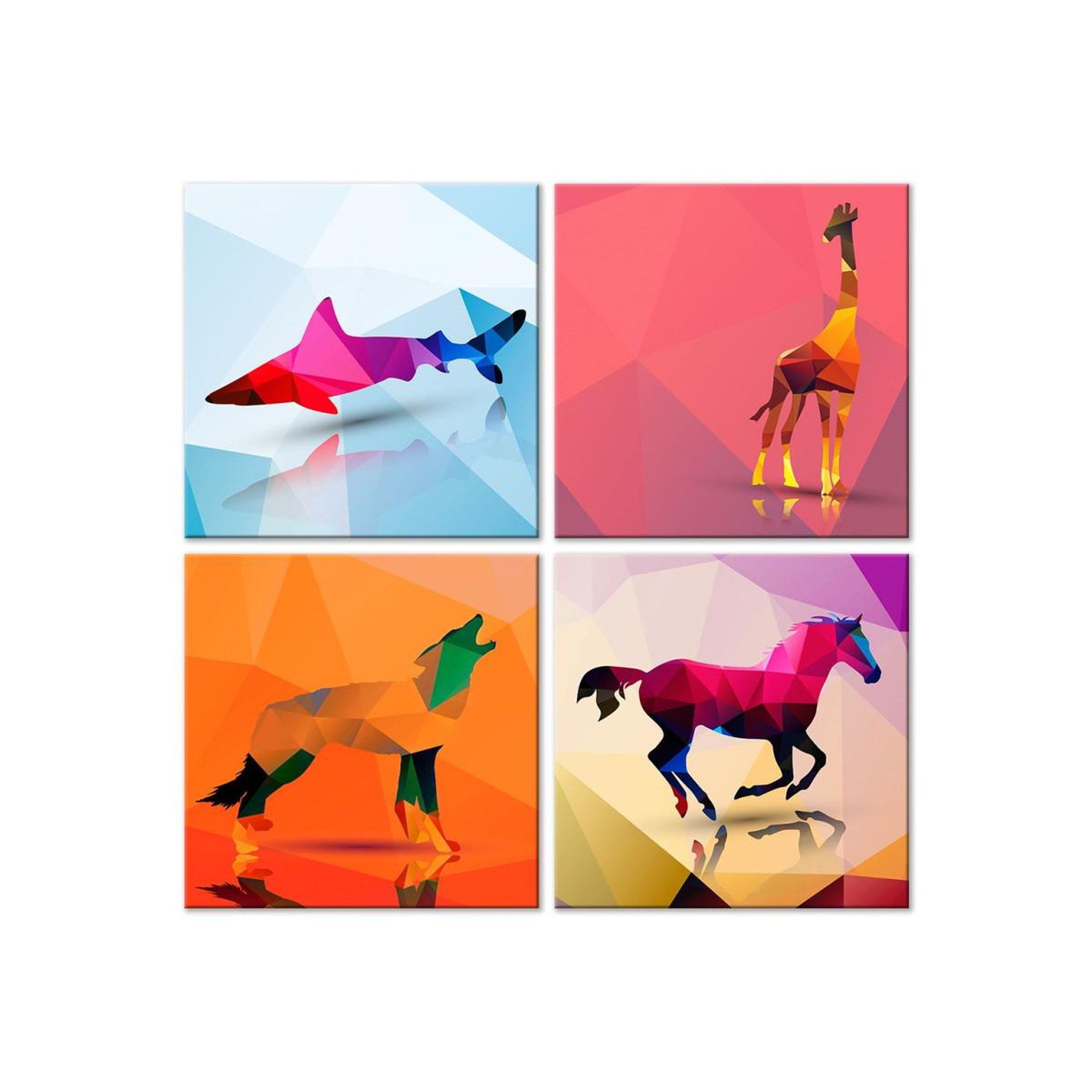 Voir la diapositive 2 : Paris Prix Tableau Imprimé 4 Panneaux  Geometric Animals