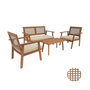Voir la diapositive 1 : SWEEEK Salon de jardin en bois et cannage canapé 2 places, 2 fauteuils, 1 table basse - Bohémia 117x64x74 cm