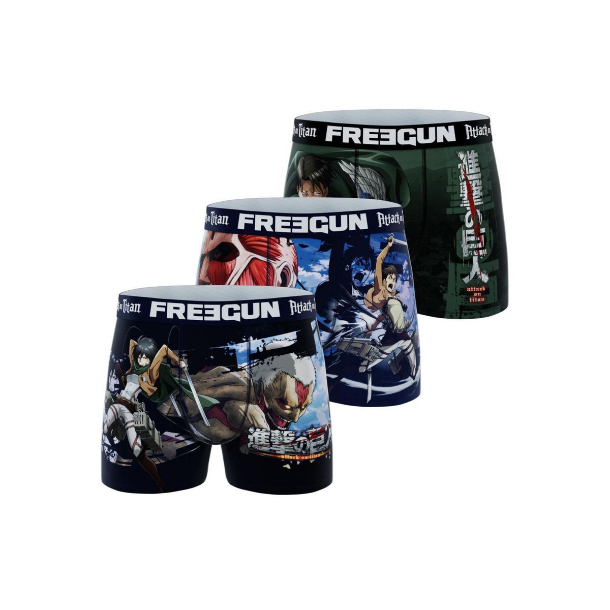 FREEGUN Lot de 3 boxers homme Attack On Titan