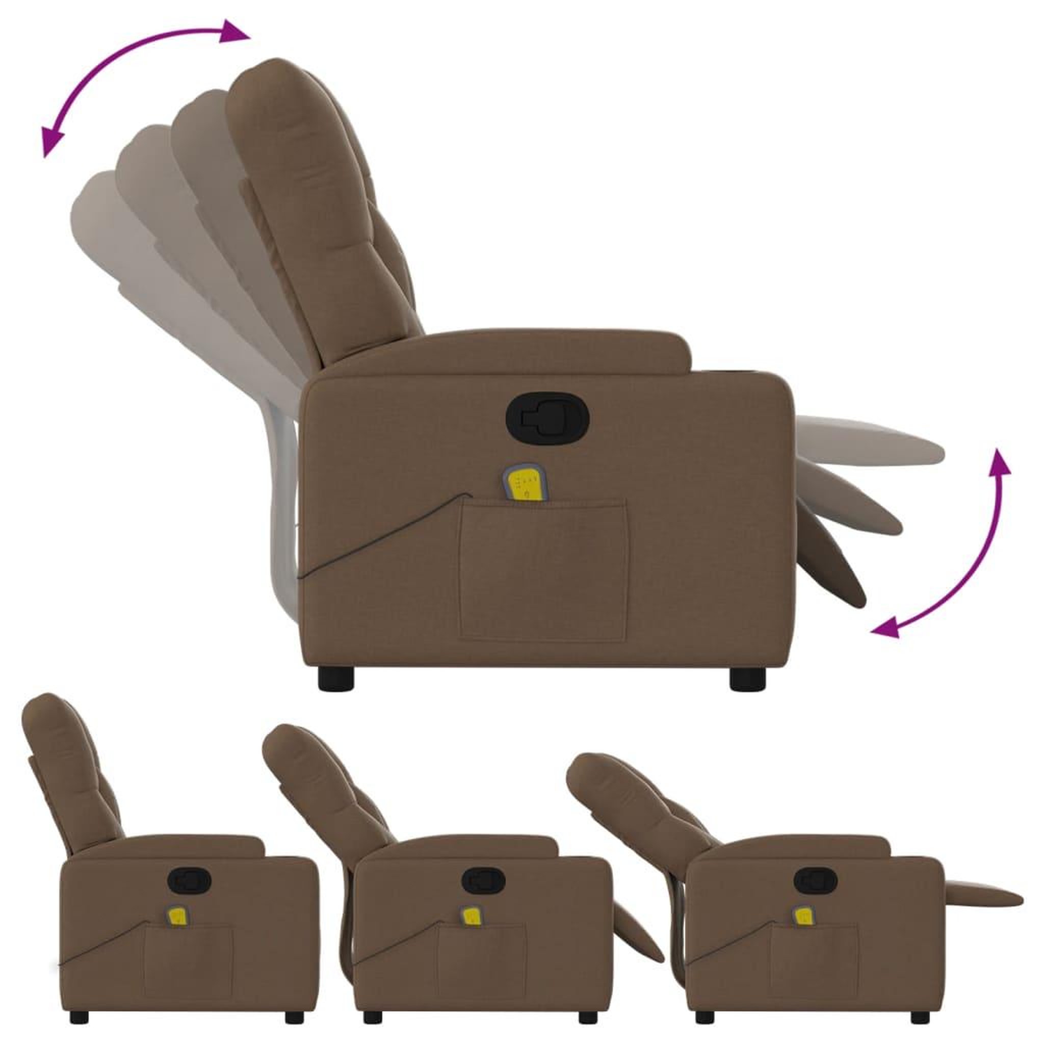 Voir la diapositive 5 : VIDAXL Fauteuil de massage inclinable Marron Tissu
