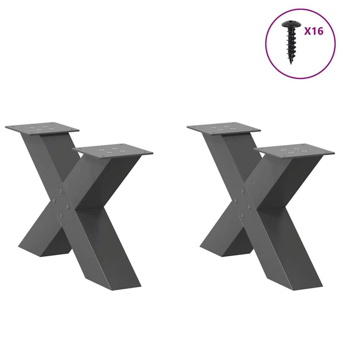 VIDAXL Pieds de table basse forme de X 2 pcs anthracite 50x(30-31) cm