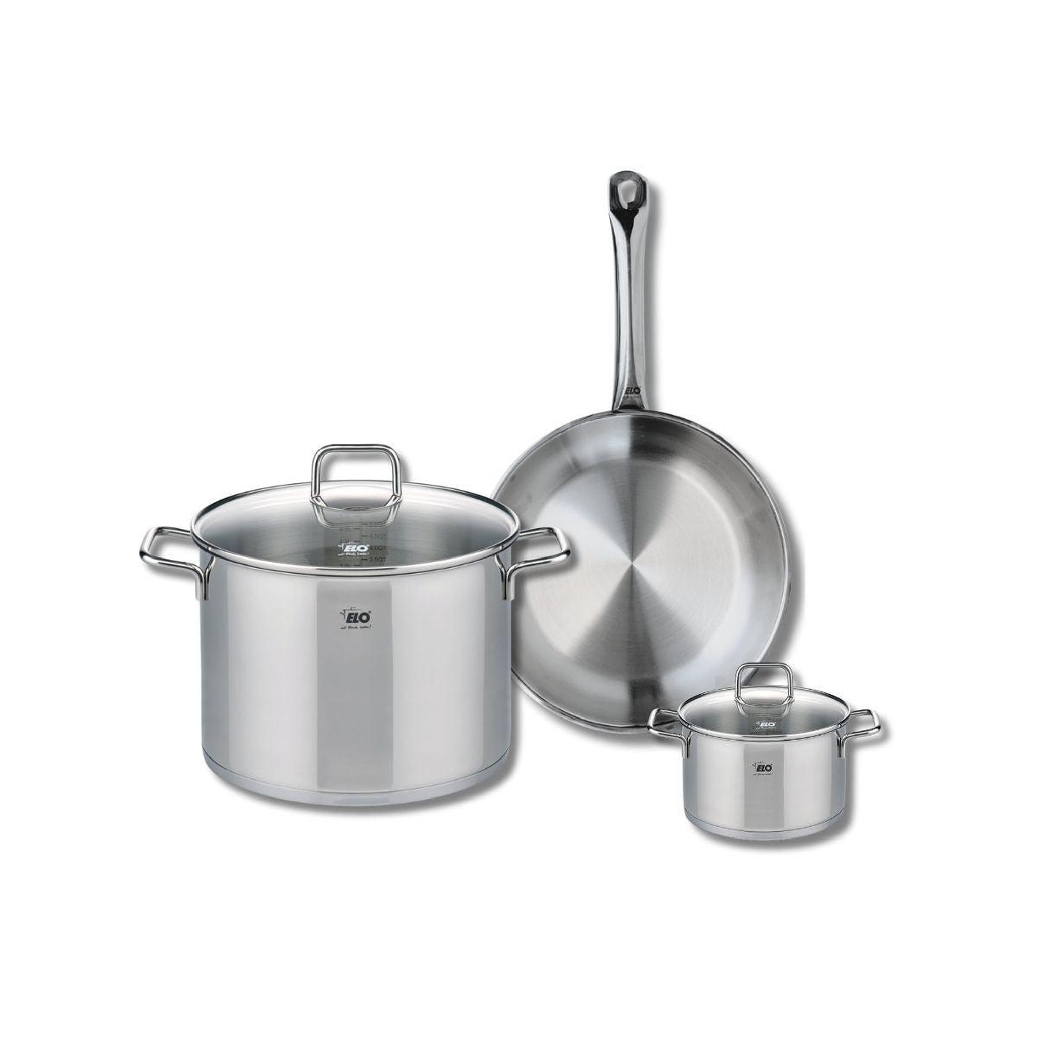 ELO Ensemble de 1 poêle de cuisson 28 cm et 2 faitouts 14 et 26 cm elo profi citrin