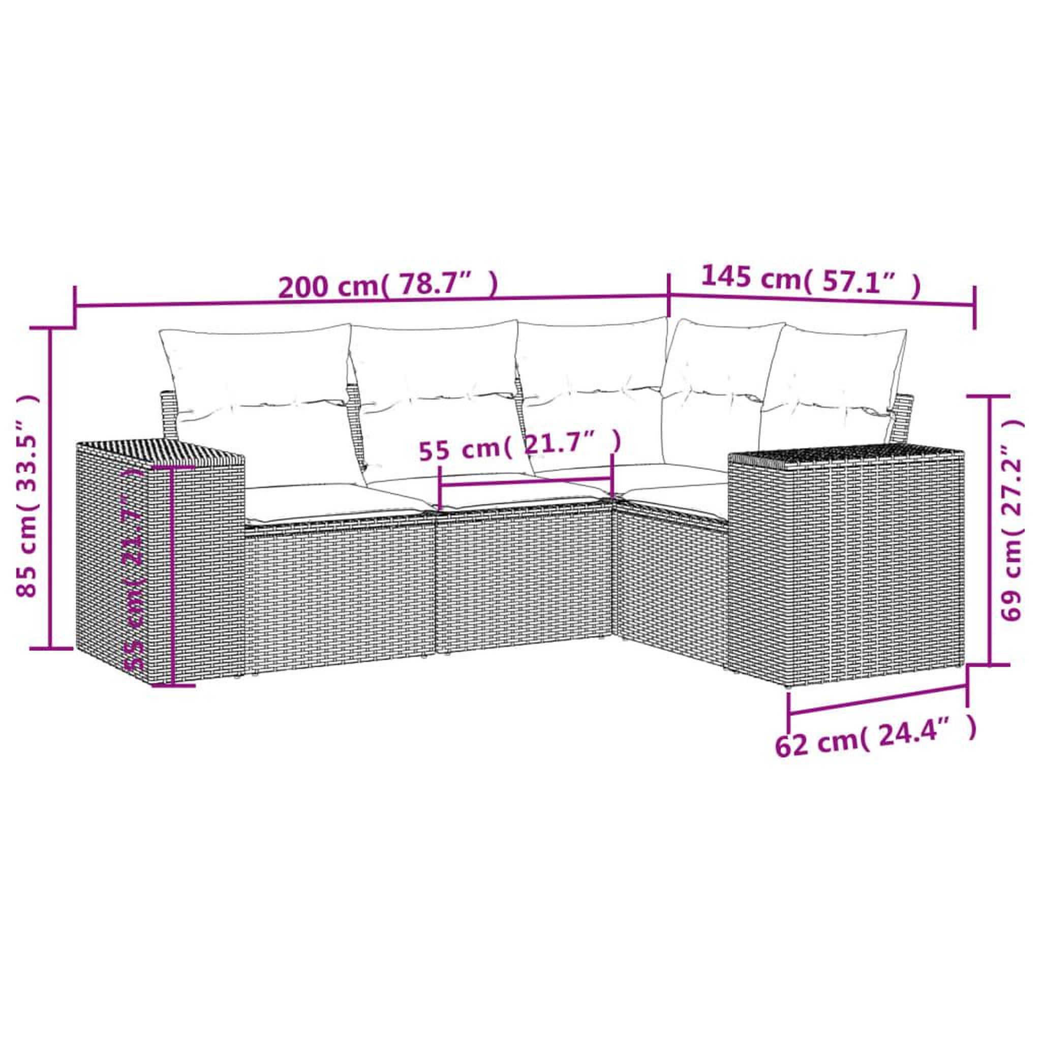 Voir la diapositive 3 : VIDAXL Salon de jardin 4 pcs avec coussins noir resine tressee