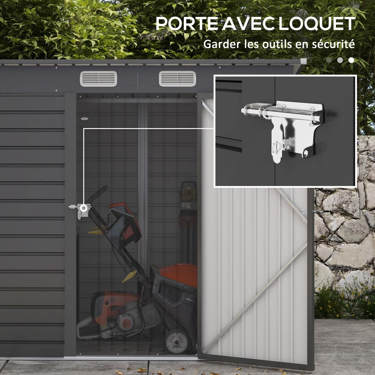 OUTSUNNY Abri de jardin cabanon dim. 191L x 130l x 166H cm porte verrouillable ventilations tôle acier ondulé gris