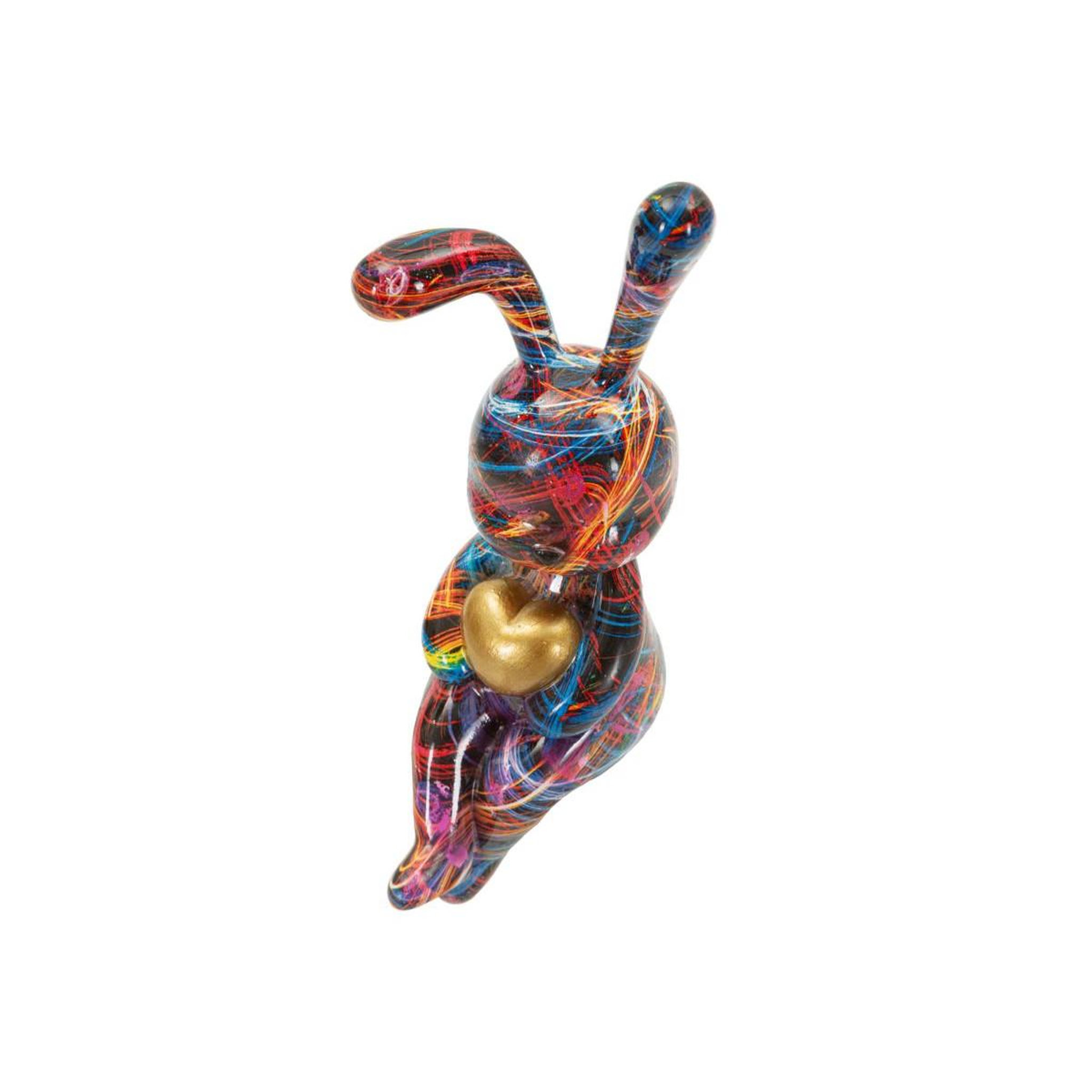 Voir la diapositive 3 : Paris Prix Lapin cœur en résine  psyco  23cm multicolore