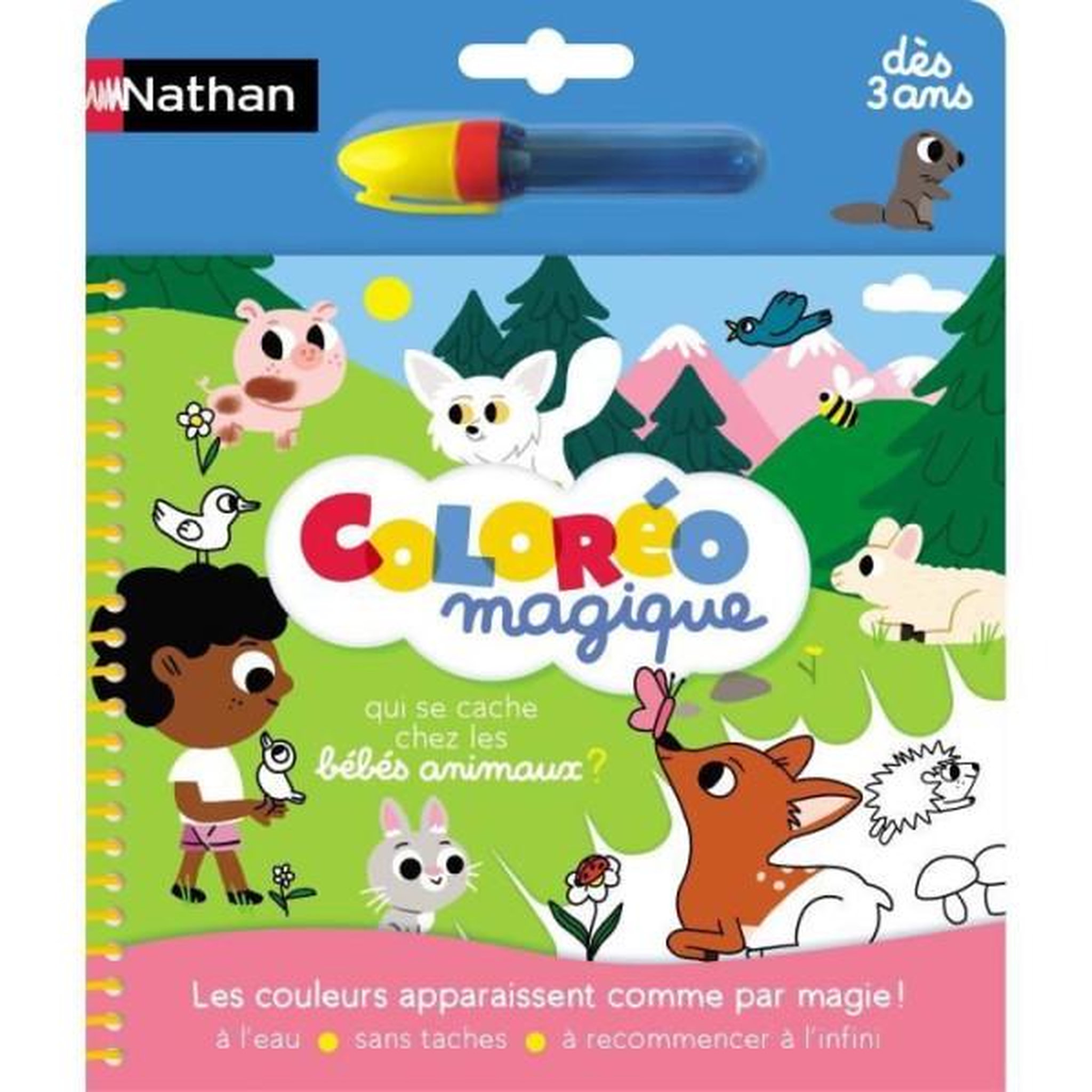 Voir la diapositive 3 : Nathan Coloréo - Bébés animaux - NATHAN - Coloriage a l'eau pour enfants de 3 ans et plus
