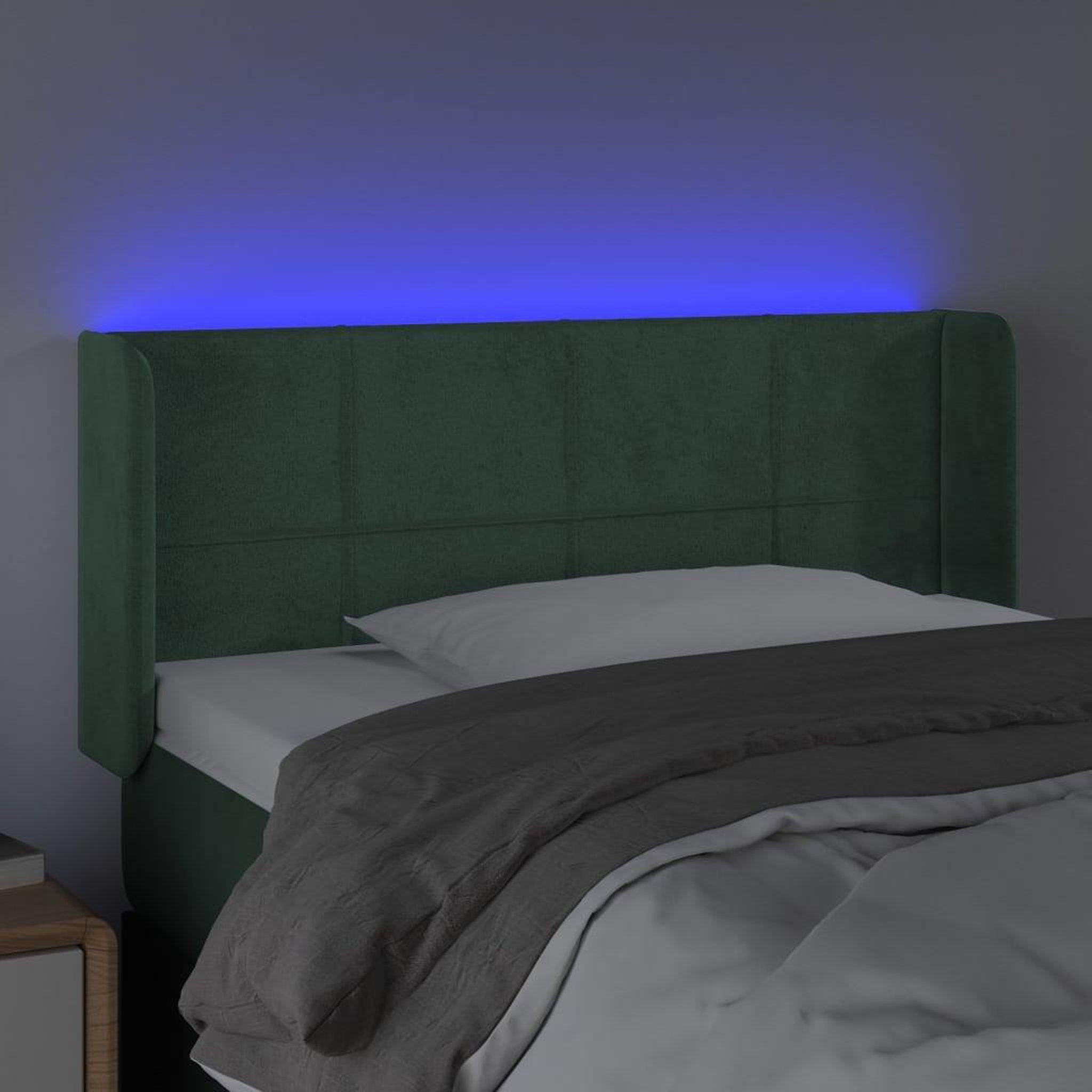 Voir la diapositive 4 : VIDAXL Tete de lit a LED Vert fonce 93x16x78/88 cm Velours