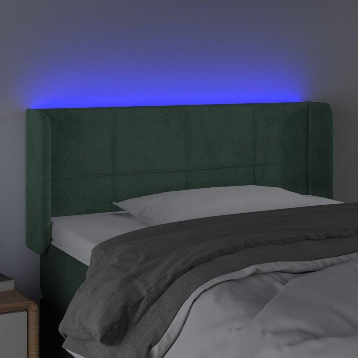 VIDAXL Tete de lit a LED Vert fonce 93x16x78/88 cm Velours