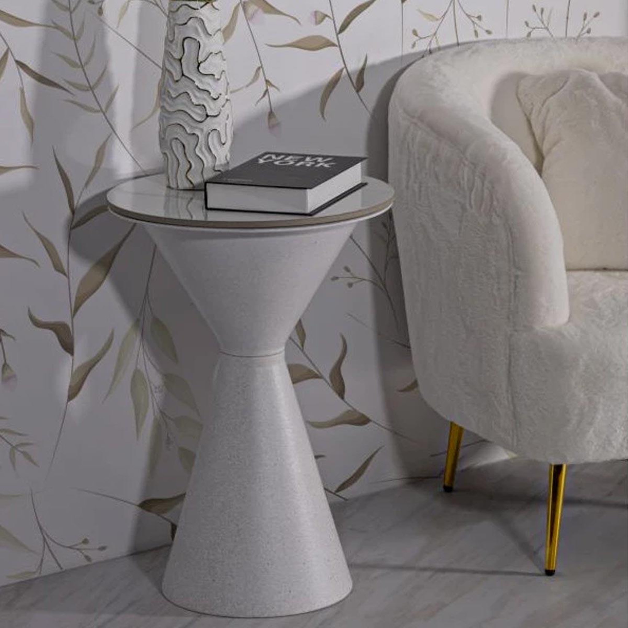 Voir la diapositive 5 : Paris Prix Table d'appoint effet marbre  alana  63cm blanc