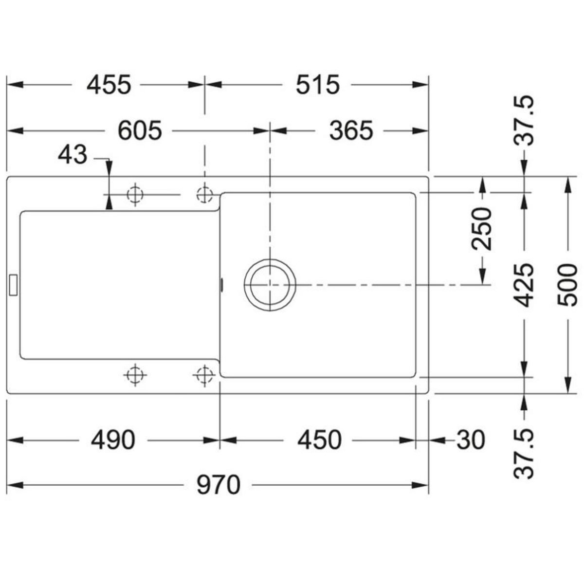 franke Evier à encastrer 60cm fragranit - 459433
