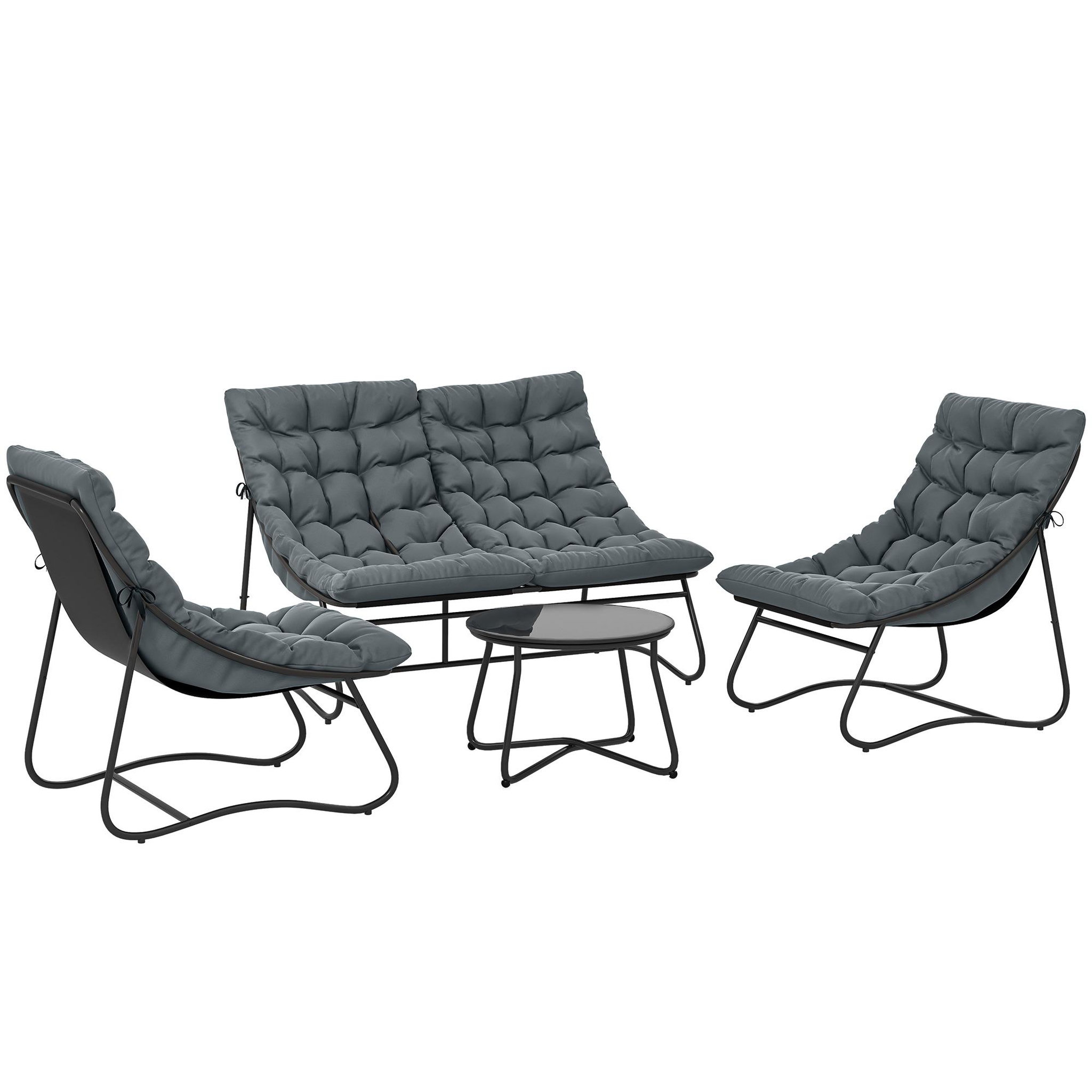 OUTSUNNY Salon de jardin 4 places 4 pièces grand confort