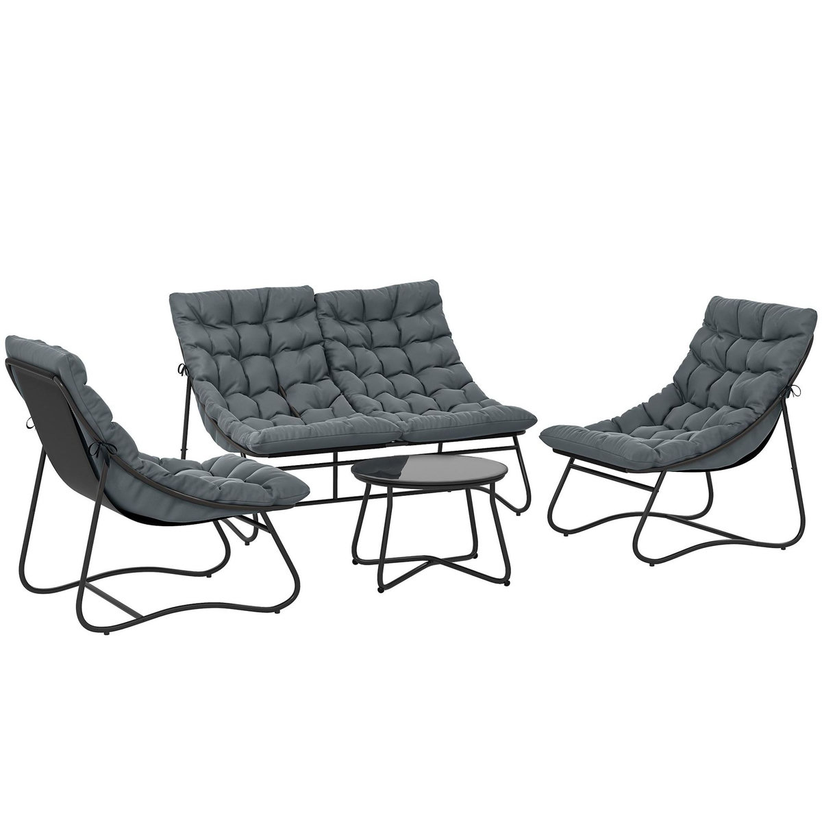OUTSUNNY Salon de jardin 4 places 4 pièces grand confort