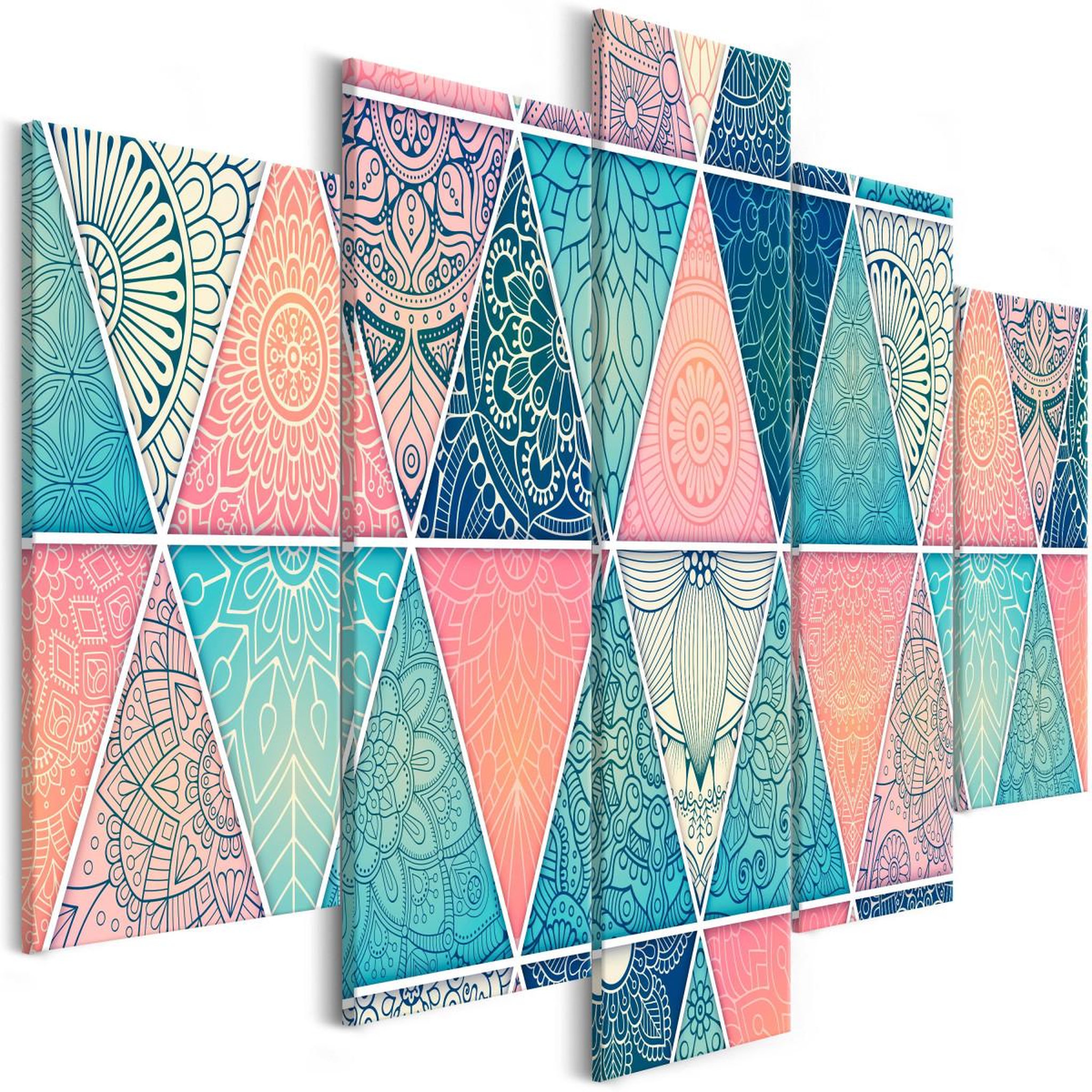 Paris Prix Tableau imprimé 5 panneaux  oriental triangles wide. Coloris disponibles : Multicolore