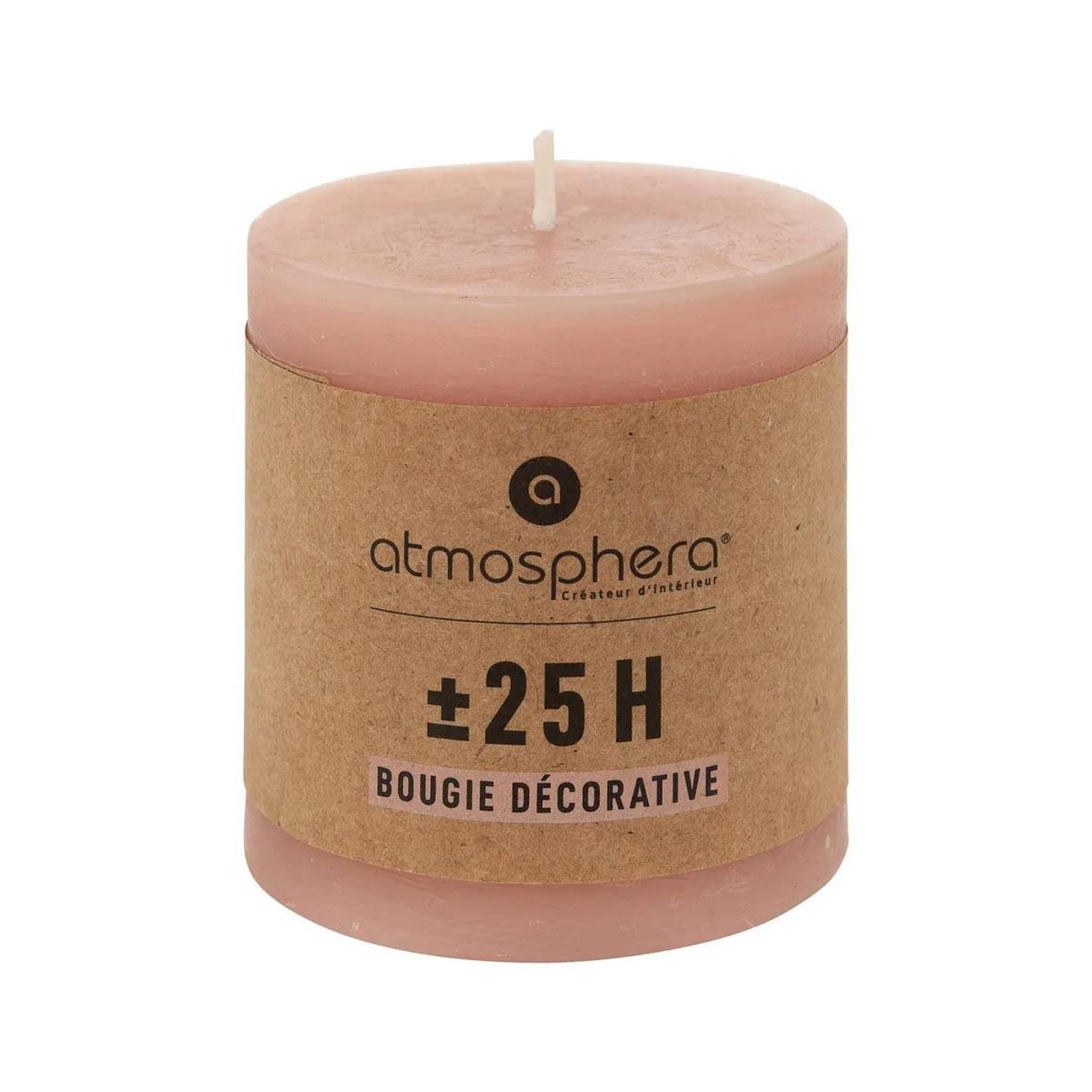 Voir la diapositive 2 : COMPTOIR DE LA BOUGIE Bougie ronde  rustic  7cm rose clair