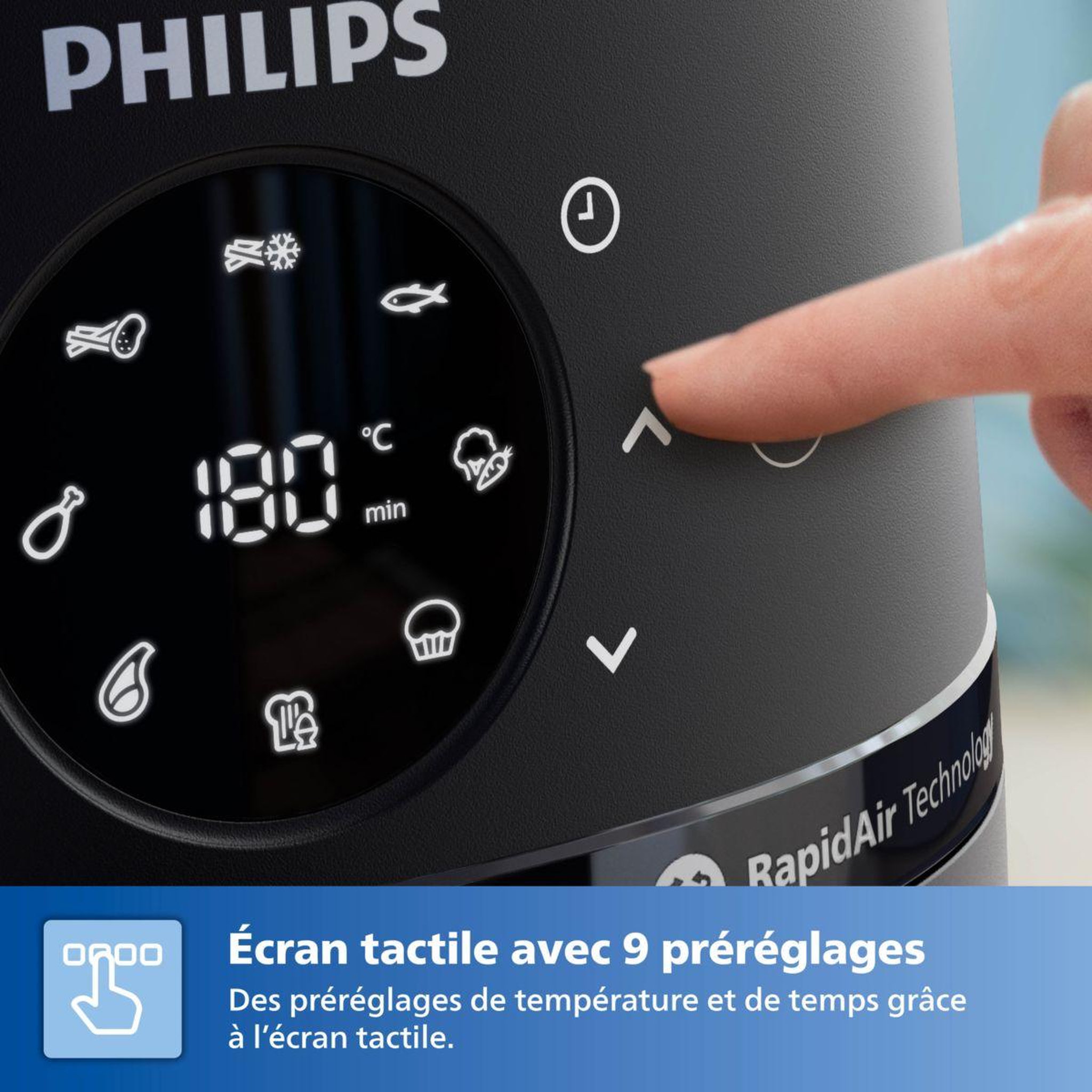 Voir la diapositive 4 : Philips Airfryer NA211/00 friteuse sans huile avec fenêtre de cuisson Noir/Argent, Série 2000 3.2L