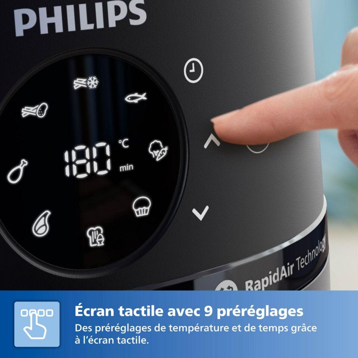 Philips Airfryer NA211/00 friteuse sans huile avec fenêtre de cuisson Noir/Argent, Série 2000 3.2L
