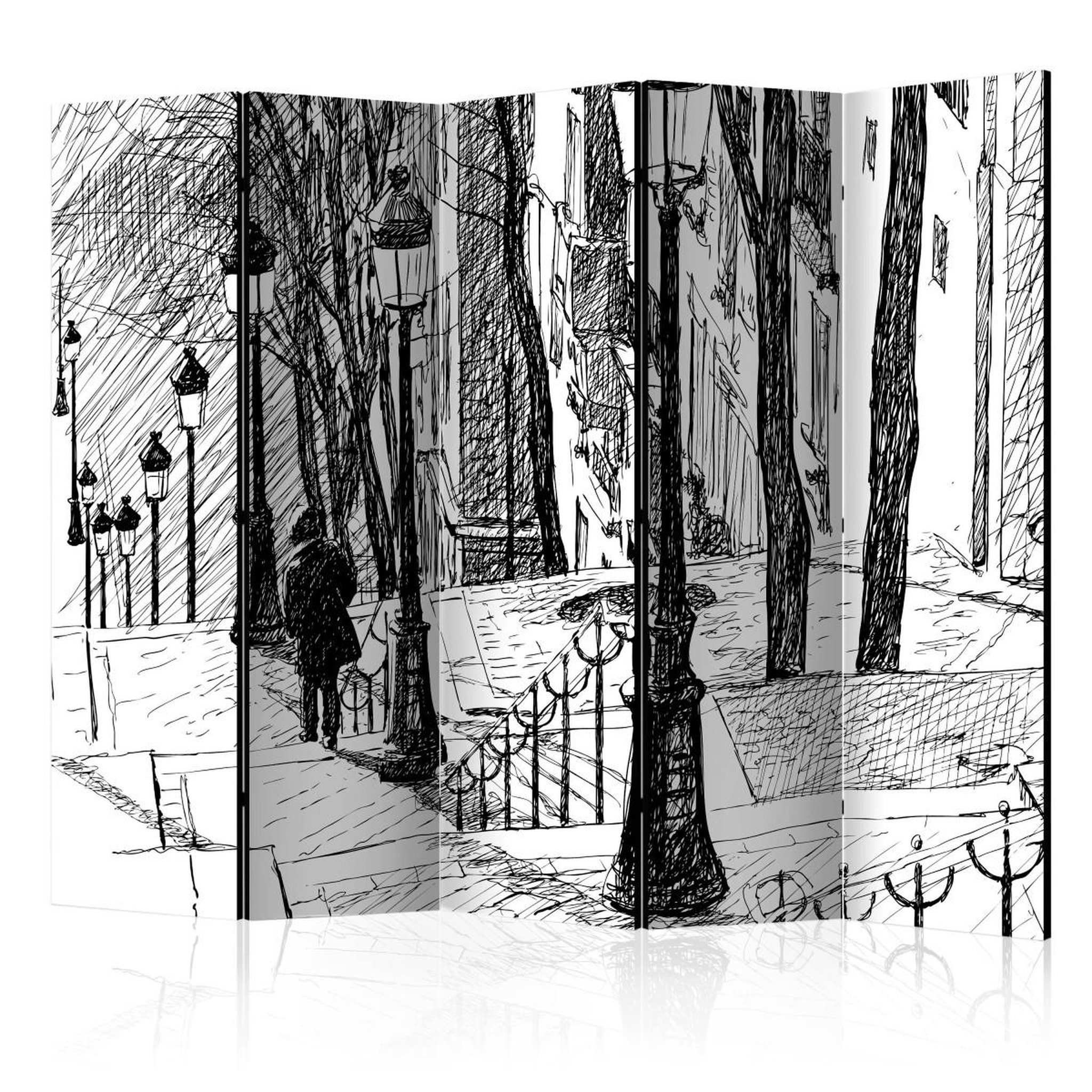 Voir la diapositive 1 : Paris Prix Paravent 5 volets  stairs montmartre  172x225cm