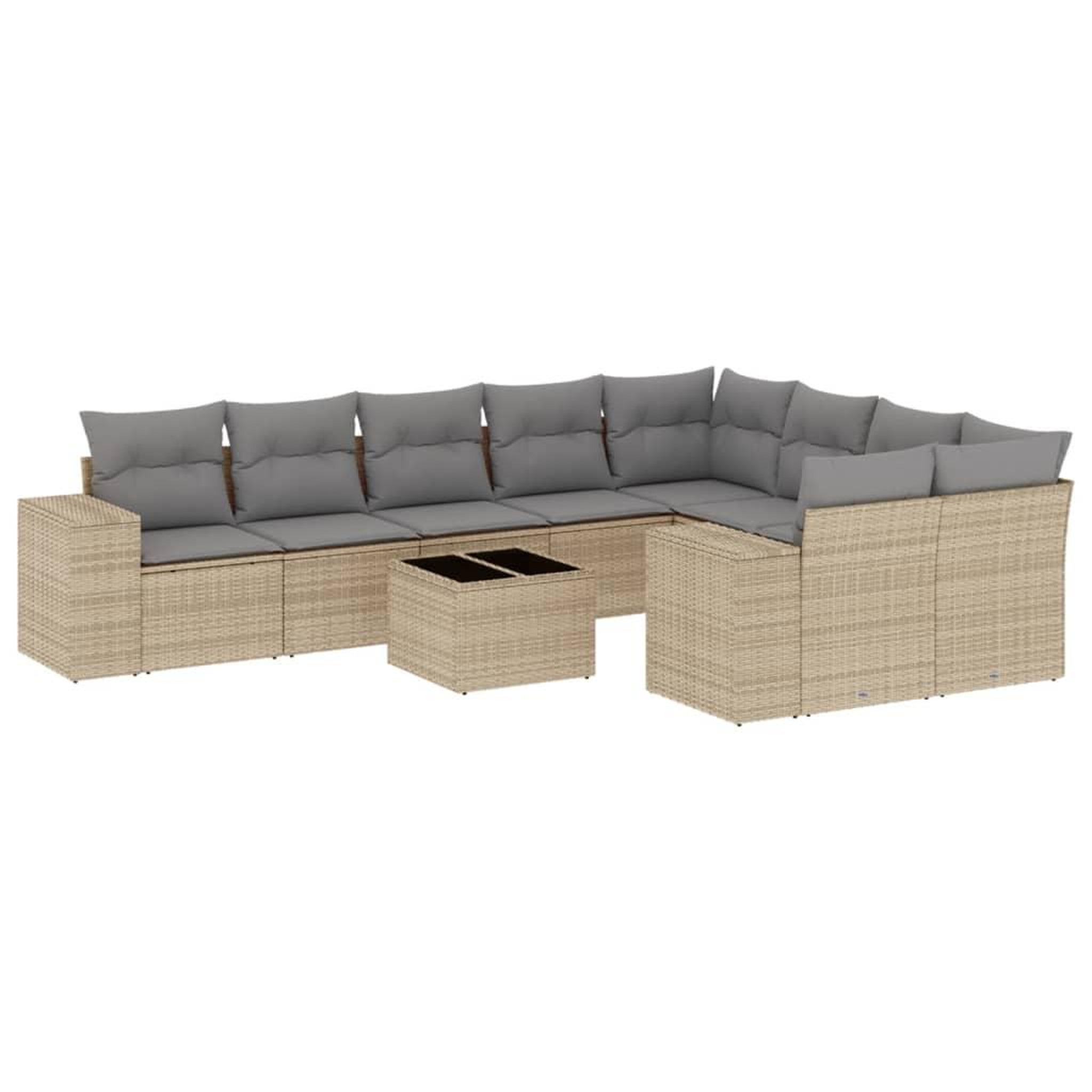 Voir la diapositive 2 : VIDAXL Salon de jardin avec coussins 10 pcs beige resine tressee