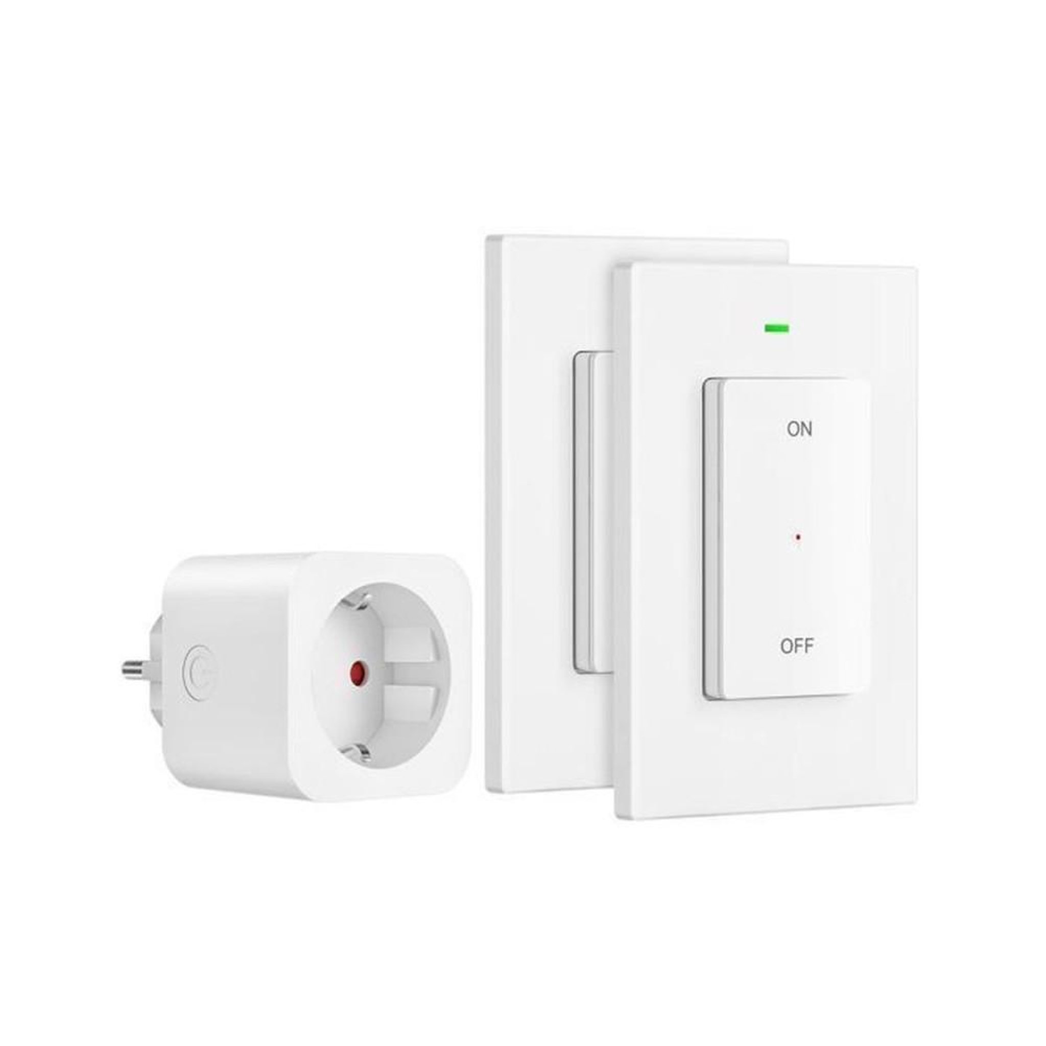 Coffret prise télécommandée blanche EU 1 prise + 2 télécommandes murales 16A 3680 W contrôle ON/OFF jusqu'à 30 m