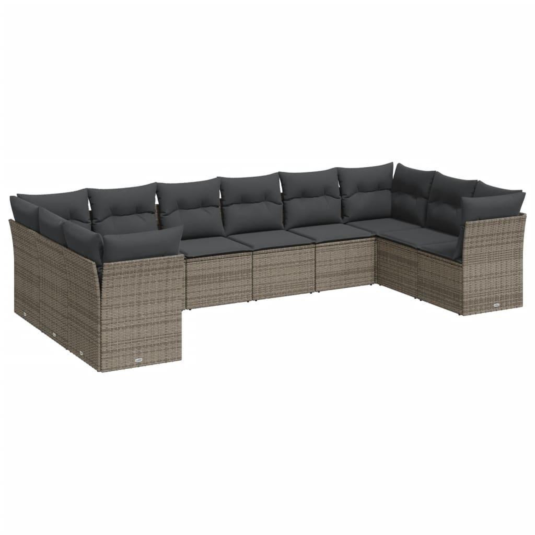 Voir la diapositive 2 : VIDAXL Salon de jardin avec coussins 10 pcs gris resine tressee