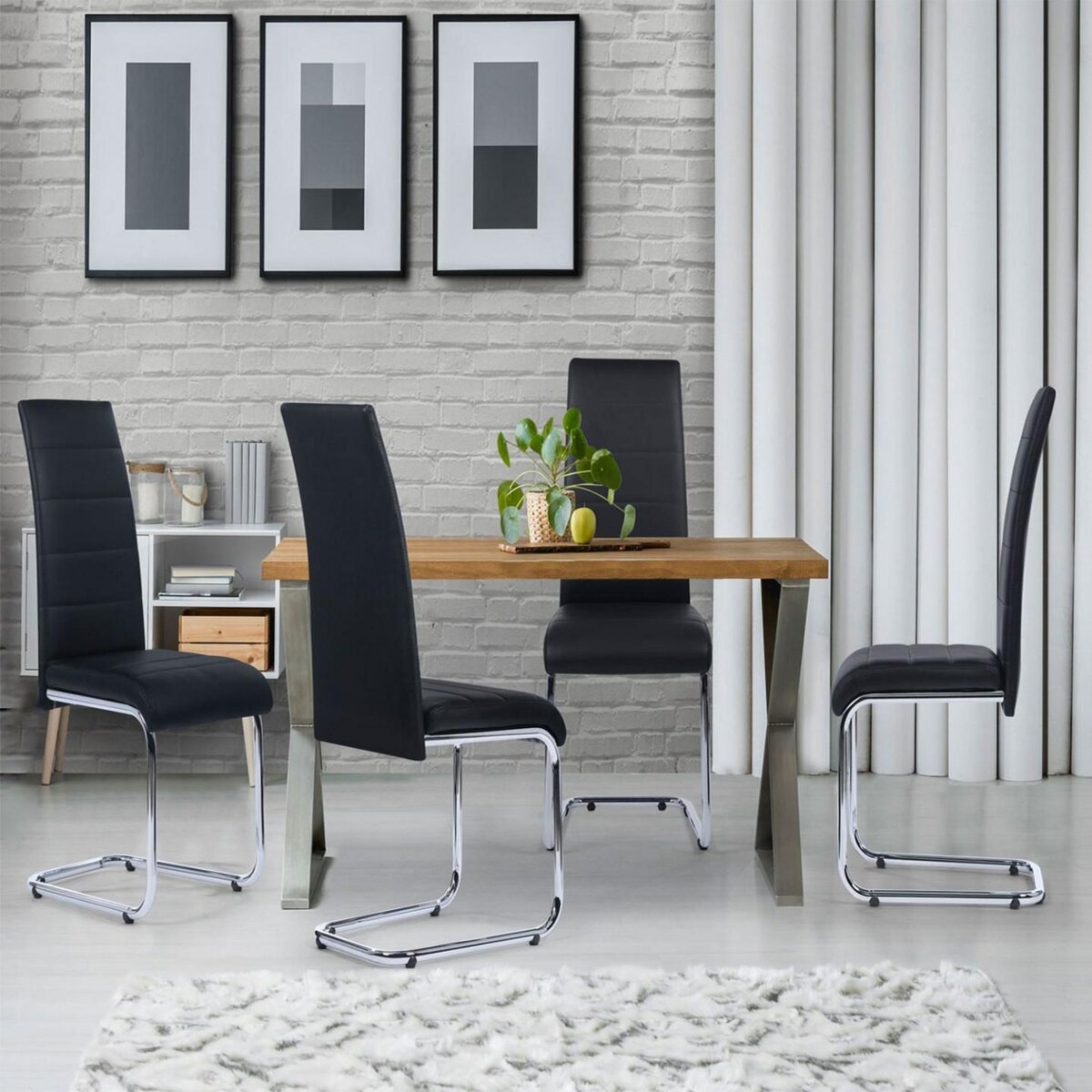 ID MARKET Lot de 4 chaises MIA noires pour salle à manger
