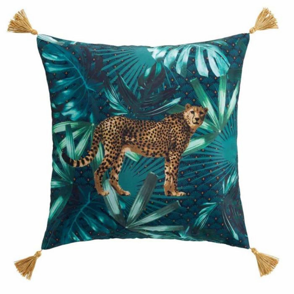 Paris Prix Coussin à Pompons  Blue Garden  40x40cm Bleu