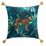 Paris Prix Coussin à Pompons  Blue Garden  40x40cm Bleu