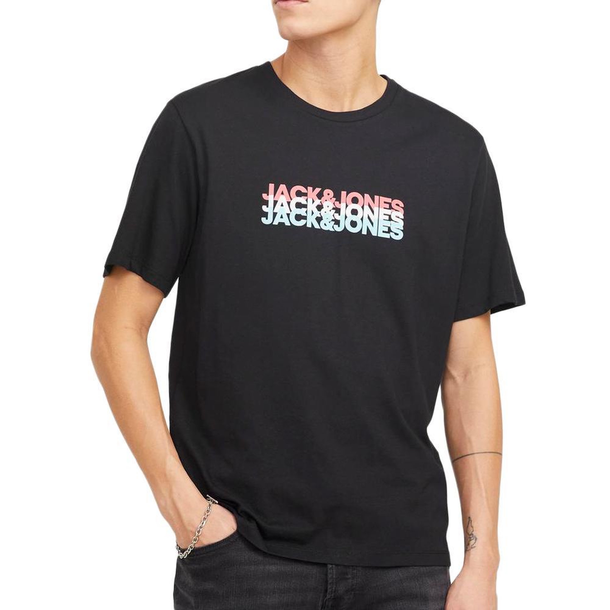 Jack & Jones T-Shirt Noir Homme Jack & Jones Cyber. Coloris disponibles : Noir
