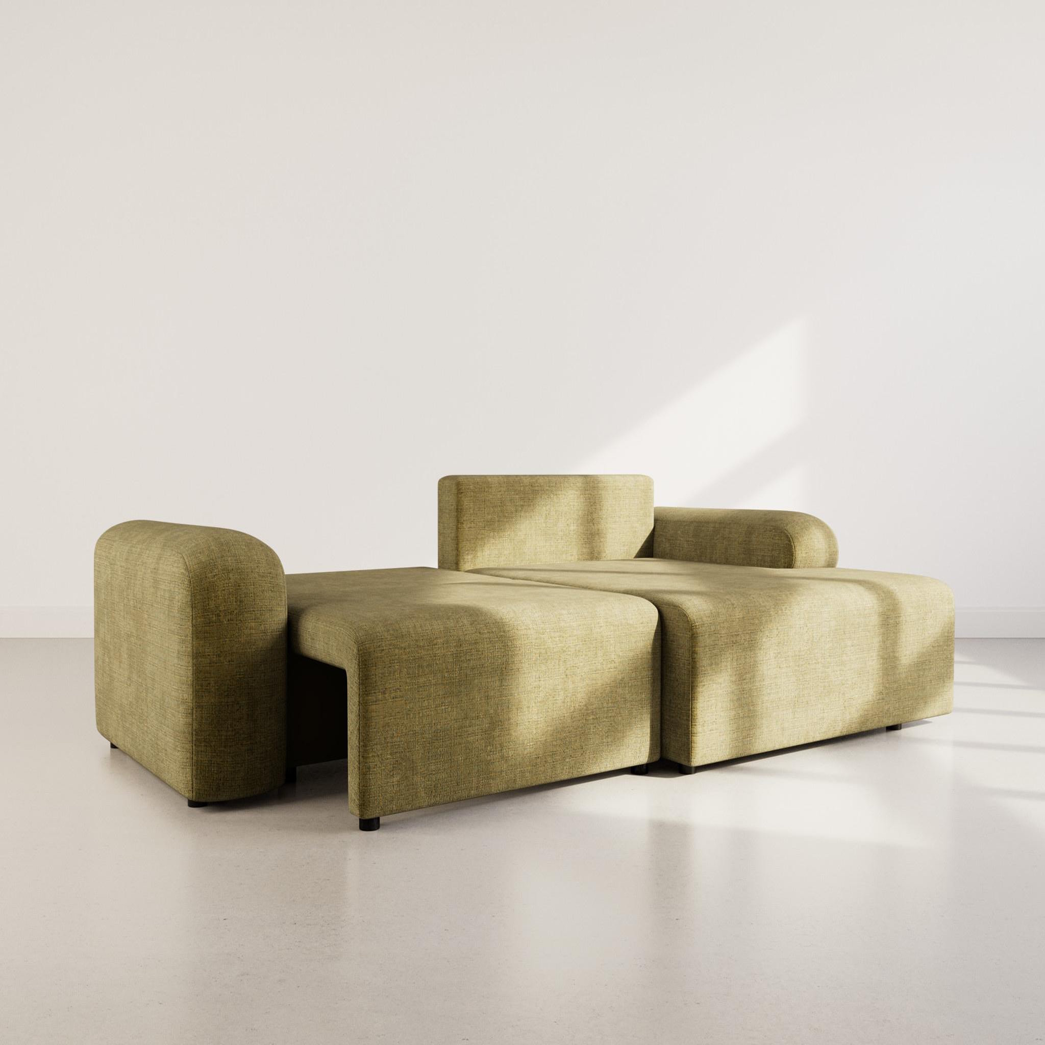 Voir la diapositive 2 : BEST MOBILIER Rebecca - canapé d'angle droit 4 places convertible avec coffre en velours texturé