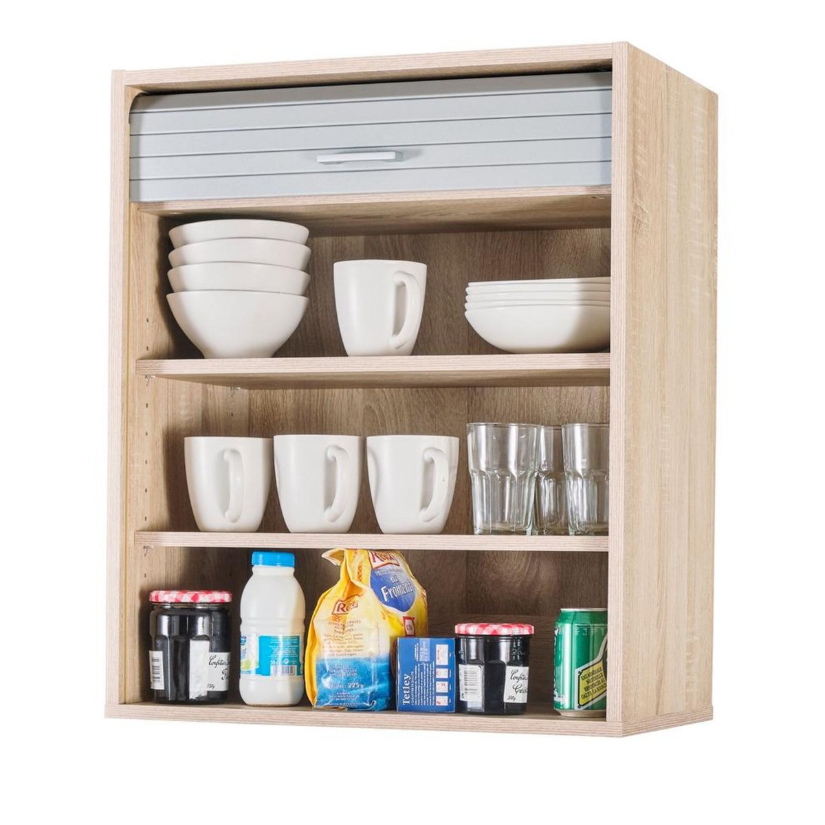 Rangement de cuisine à rideau coloris chêne L60 cm - COOKING